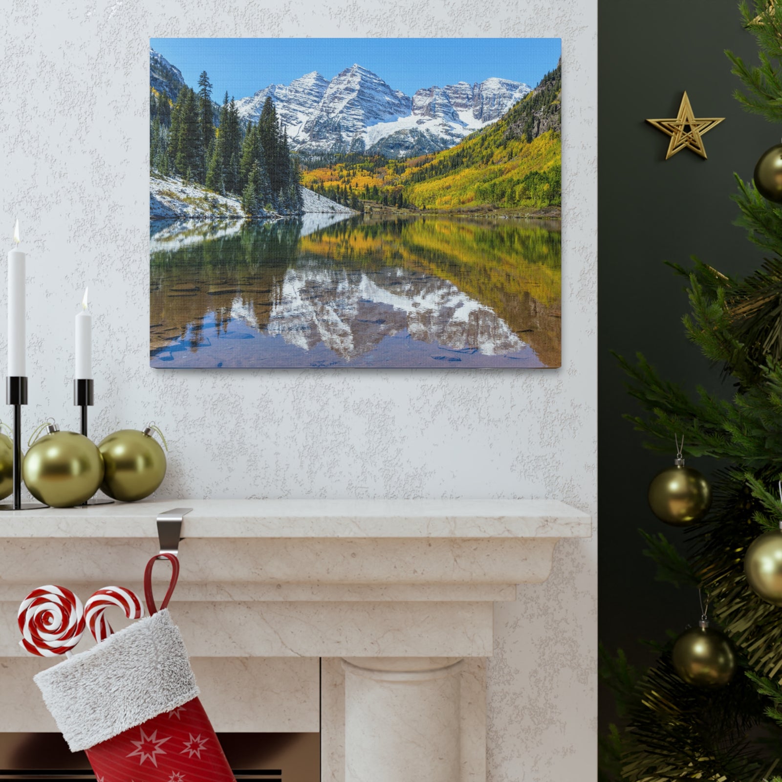 Forest Lake Mountains Nature Wilderness Photography Canvas Wall Art for Home Decor Ready-to-Hang-Express Your Love Gifts