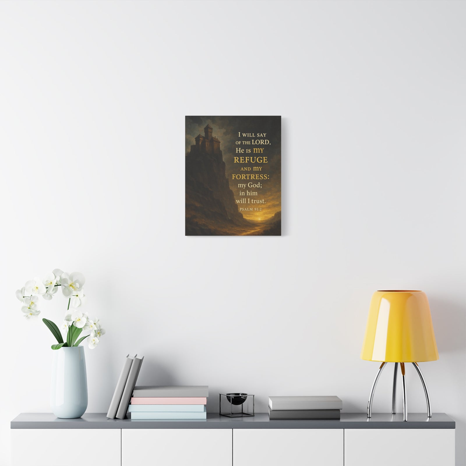 Bible Verse Canvas Psalm 91:2 Christian Home Décor Wall Art Scripture Ready to Hang Faith Print-Express Your Love Gifts