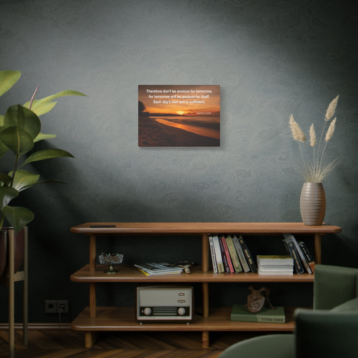 Scripture Walls Don't Be Anxious for Tomorrow Matthew 6:34 Christian Wall Art Print Ready to Hang Unframed-Express Your Love Gifts