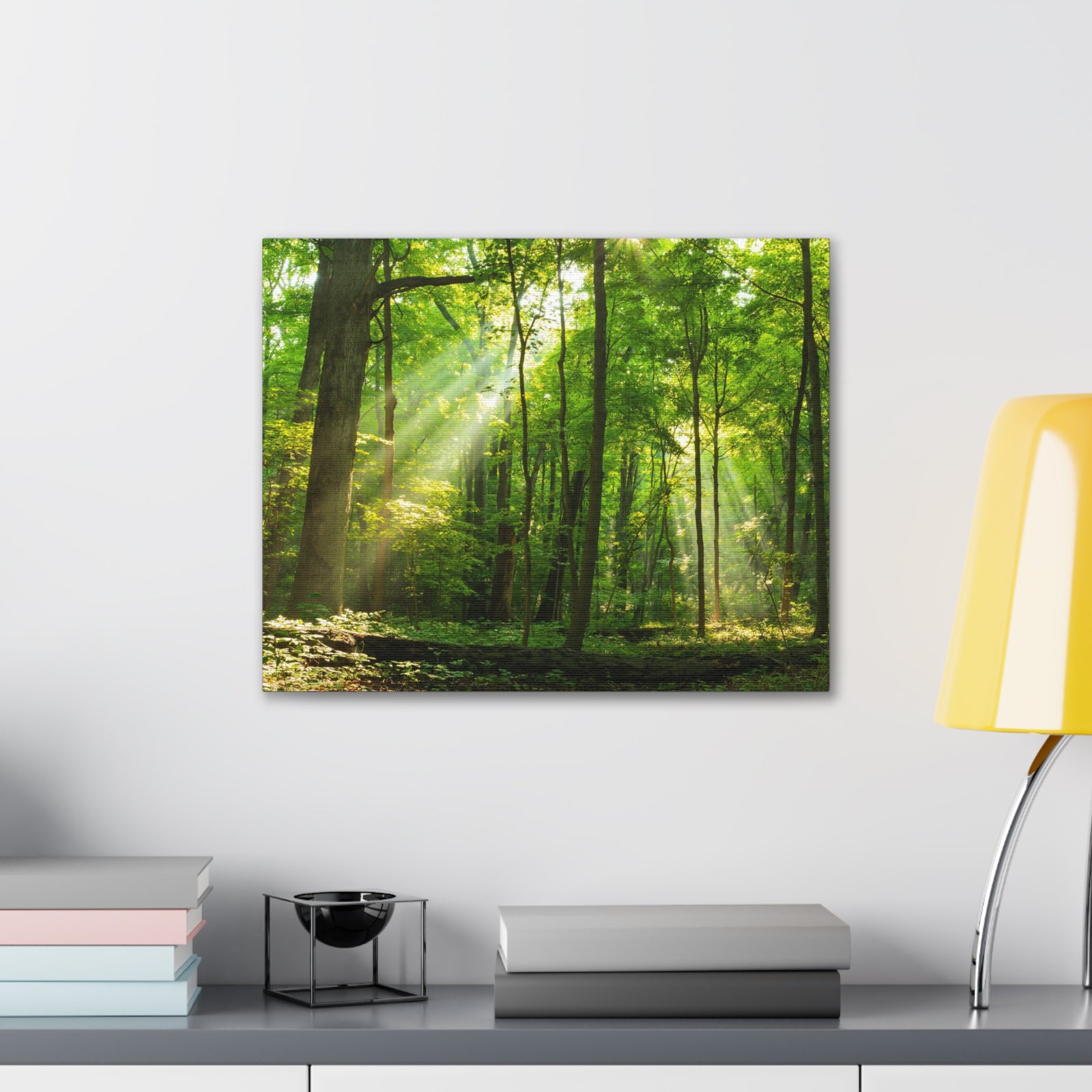 Green Forest Summer Sunlight Nature Wilderness Photography Canvas Wall Art for Home Decor Ready-to-Hang-Express Your Love Gifts