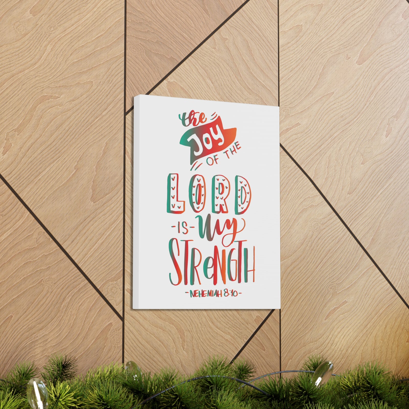 Scripture Canvas The Joy Of The Lord Nehemiah 8:10 Christian Wall Art Bible Verse Print Ready To Hang-Express Your Love Gifts