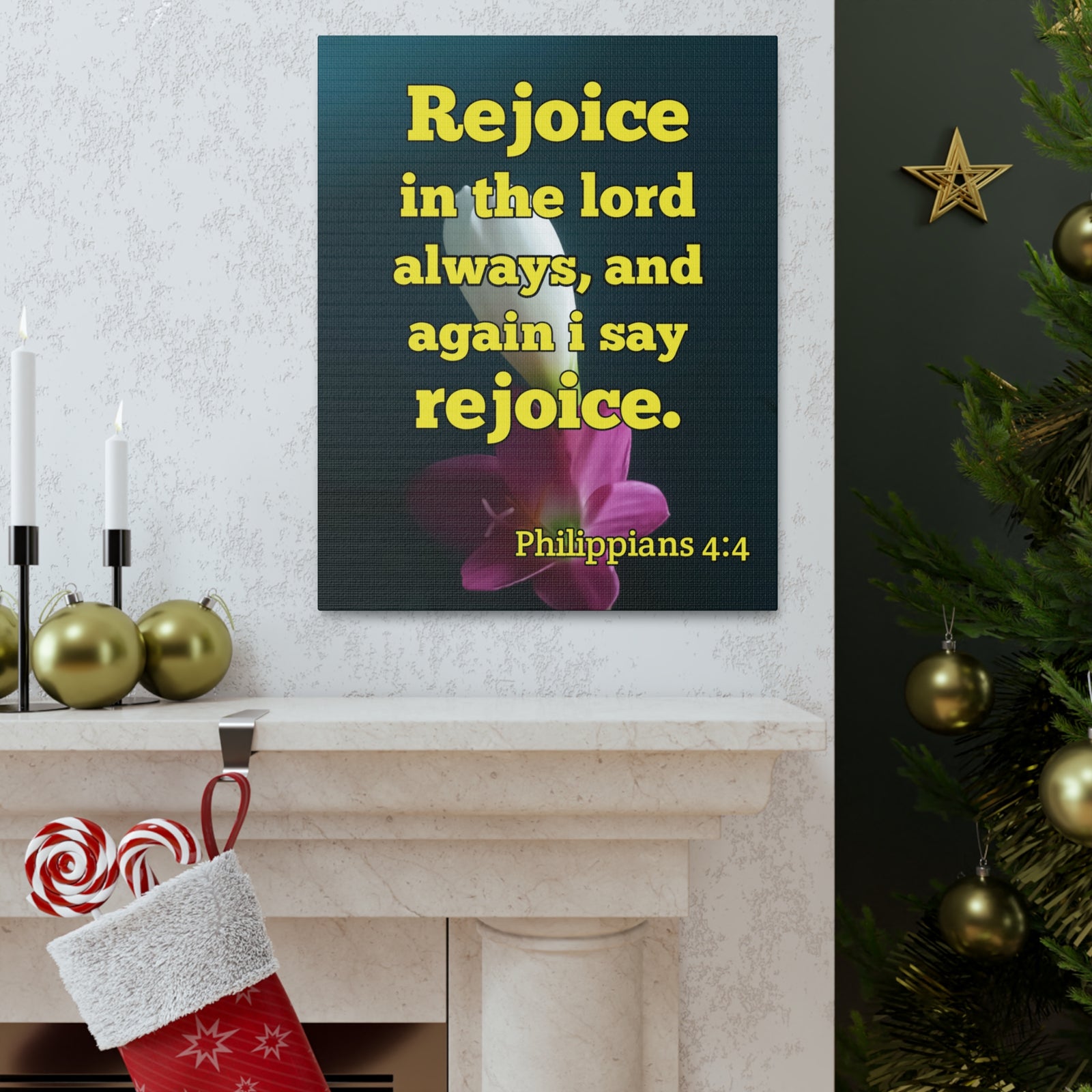 Scripture Canvas In The Lord Always Philippians 4:4 Christian Wall Art Bible Verse Print Ready to Hang-Express Your Love Gifts