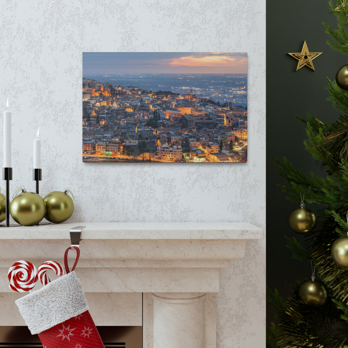 Rome Night Skyline Canvas Artwork High-Quality Breathtaking Stunning Cityscape for Home Decor Ready to Hang-Express Your Love Gifts