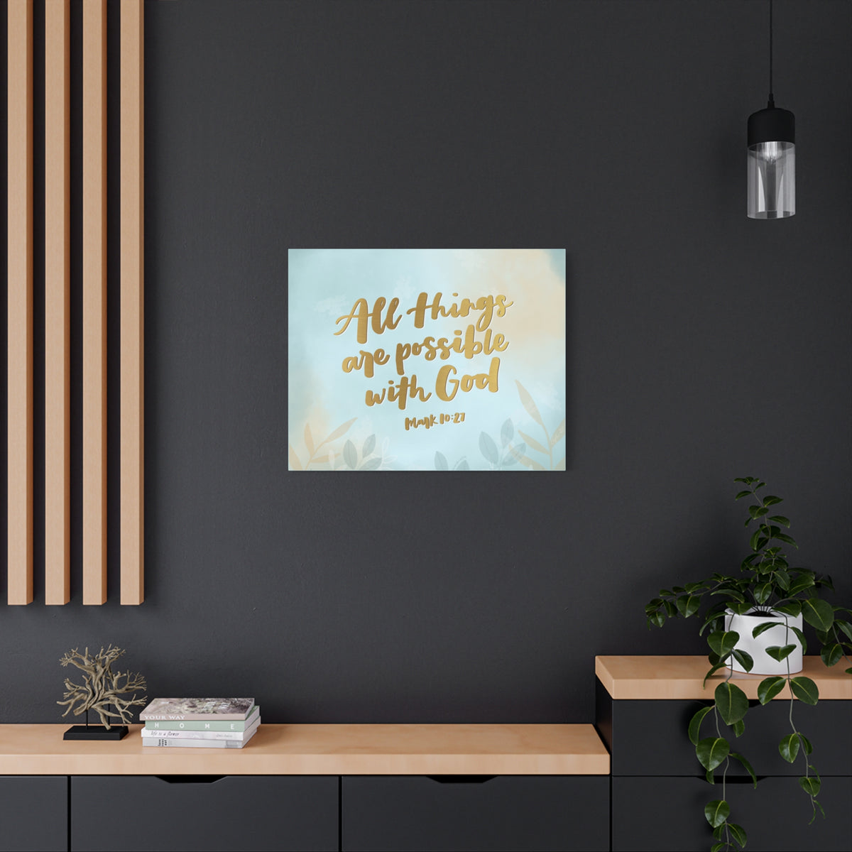 Scripture Canvas Possible With God Mark 10:27 Christian Wall Art Bible Verse Print Ready to Hang