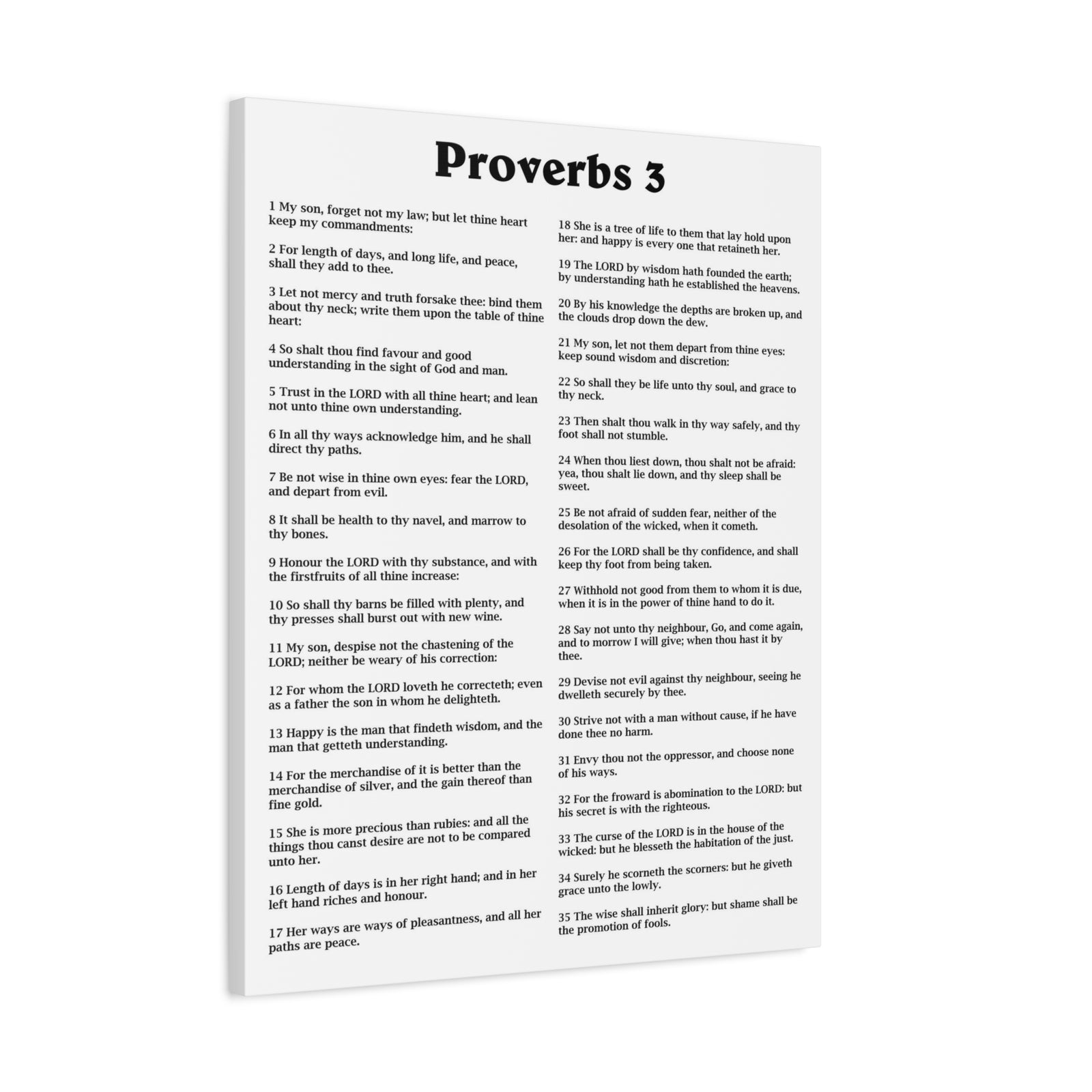 Scripture Walls Proverbs Chapter 3 White Bible Canvas Christian Wall Art Ready to Hang Unframed-Express Your Love Gifts