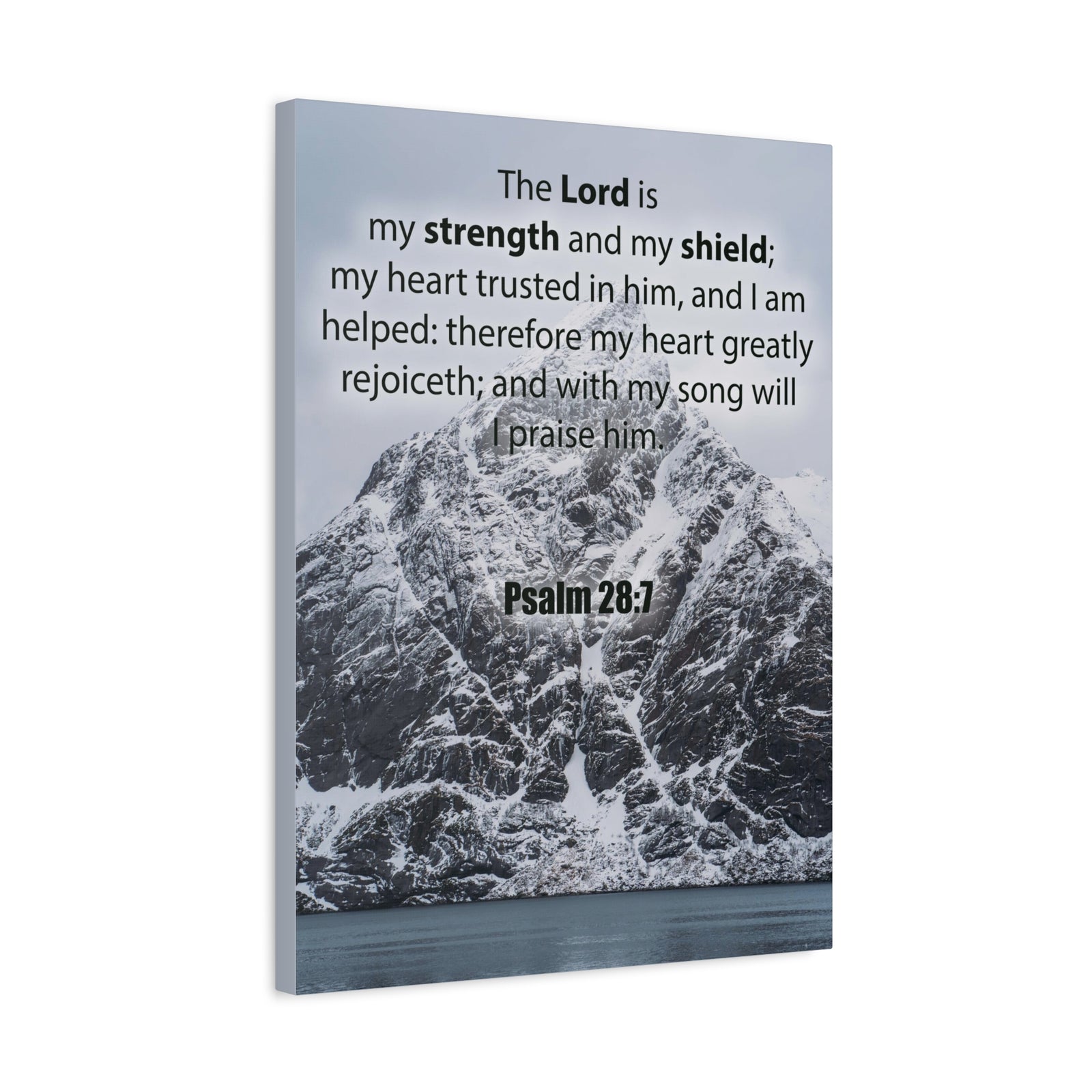 Bible Verse CanvasThe Lord is My Strength and Shield Psalm 28:7 Christian Home Decor Scripture Art-Express Your Love Gifts