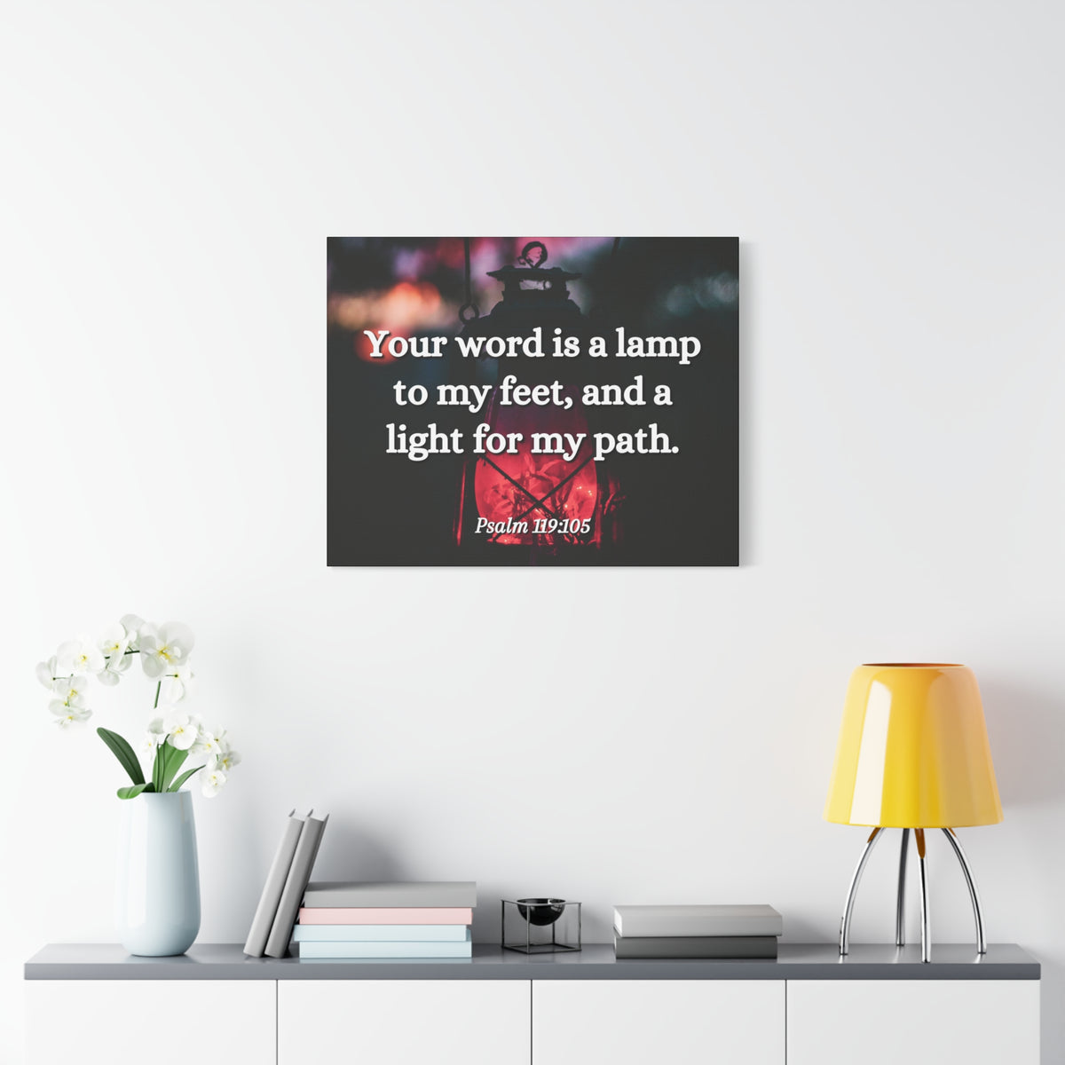 Scripture Canvas Your Words Is Lamp Psalm 119:105 Christian Wall Art Bible Verse Print Ready to Hang-Express Your Love Gifts