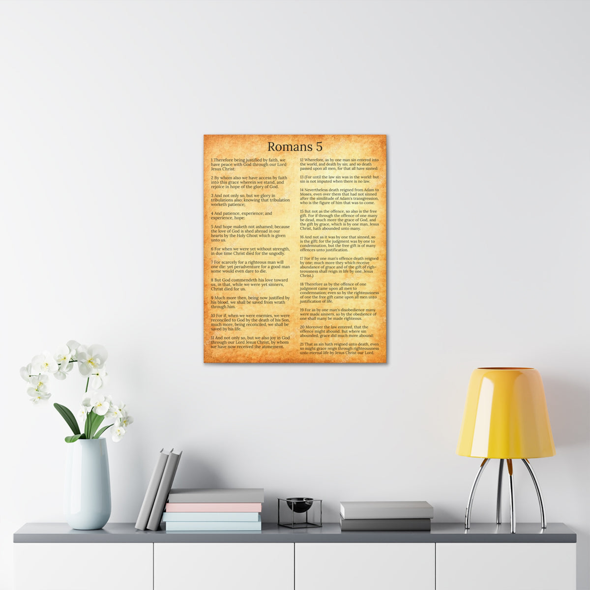 Scripture Walls Romans 5 Gold Christian Wall Art Print Ready to Hang Unframed-Express Your Love Gifts