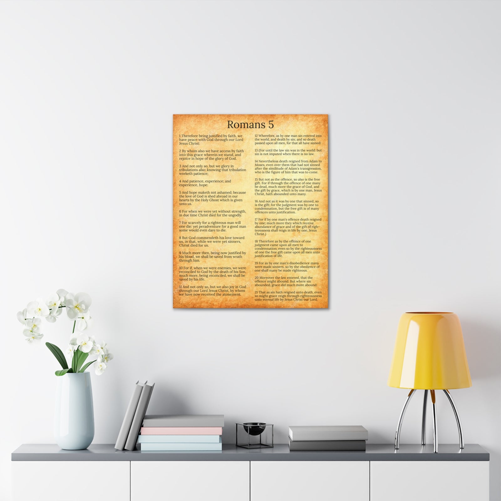 Scripture Walls Romans 5 Gold Christian Wall Art Print Ready to Hang Unframed-Express Your Love Gifts