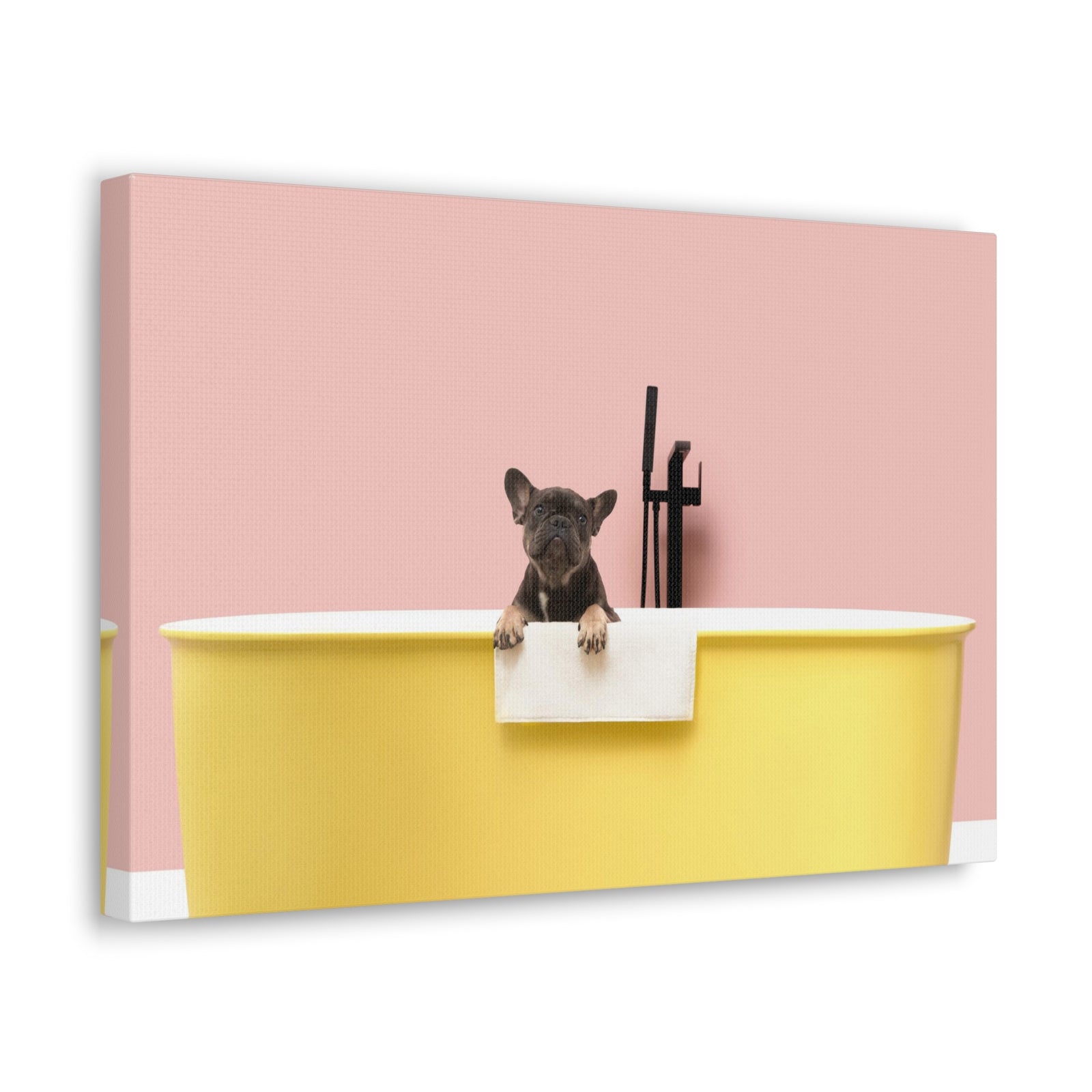 Cute French Bulldog Bath Canvas Wall Art for Home Decor Ready-to-Hang-Express Your Love Gifts