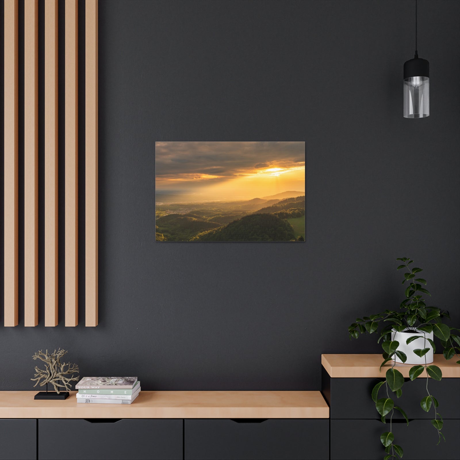 Sunrise Over Golden Mountains Nature Wilderness Photography Canvas Wall Art for Home Decor Ready-to-Hang-Express Your Love Gifts