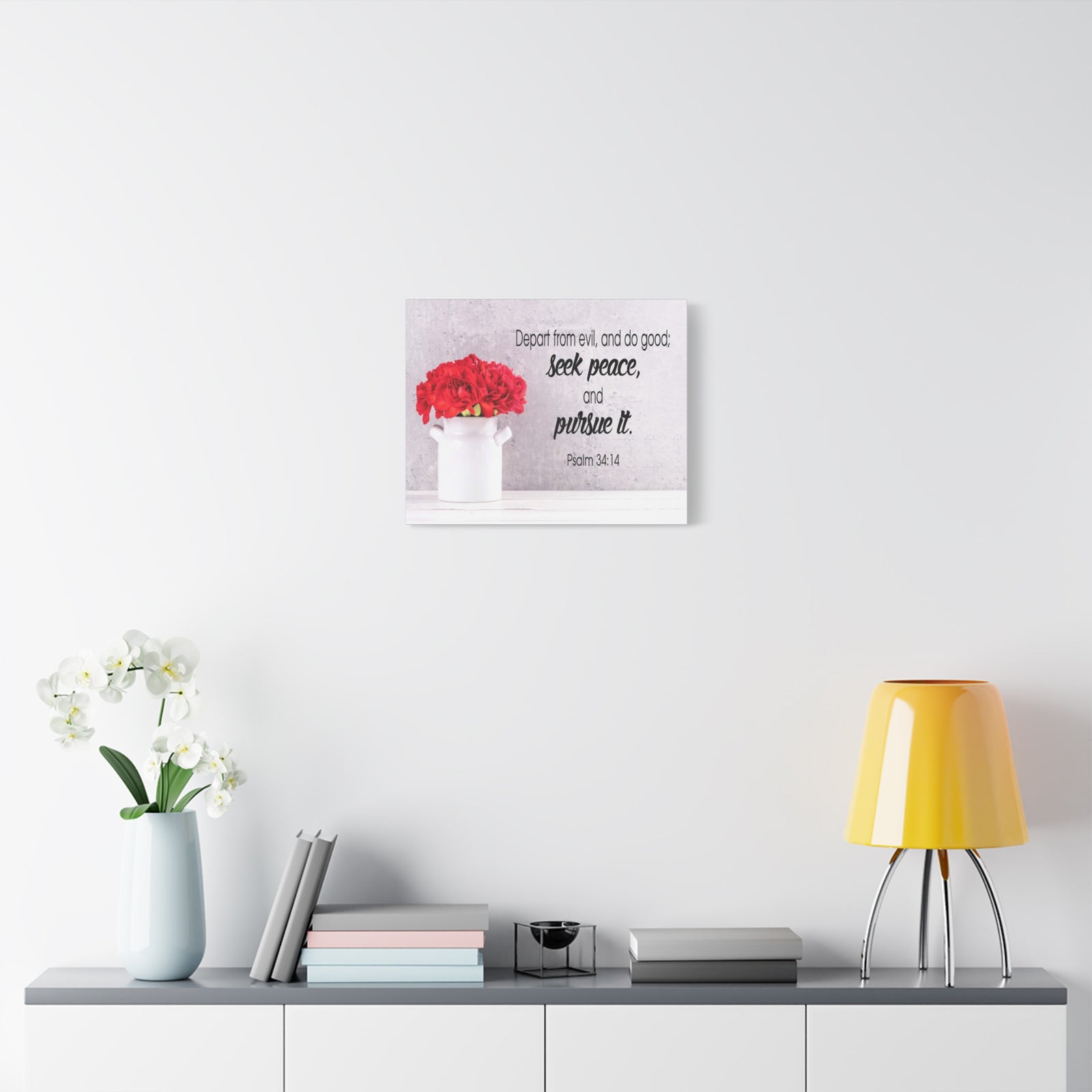 Scripture Canvas Seek Peace and Pursue It Psalm 34:14 Christian Wall Art Bible Verse Print Ready to Hang-Express Your Love Gifts