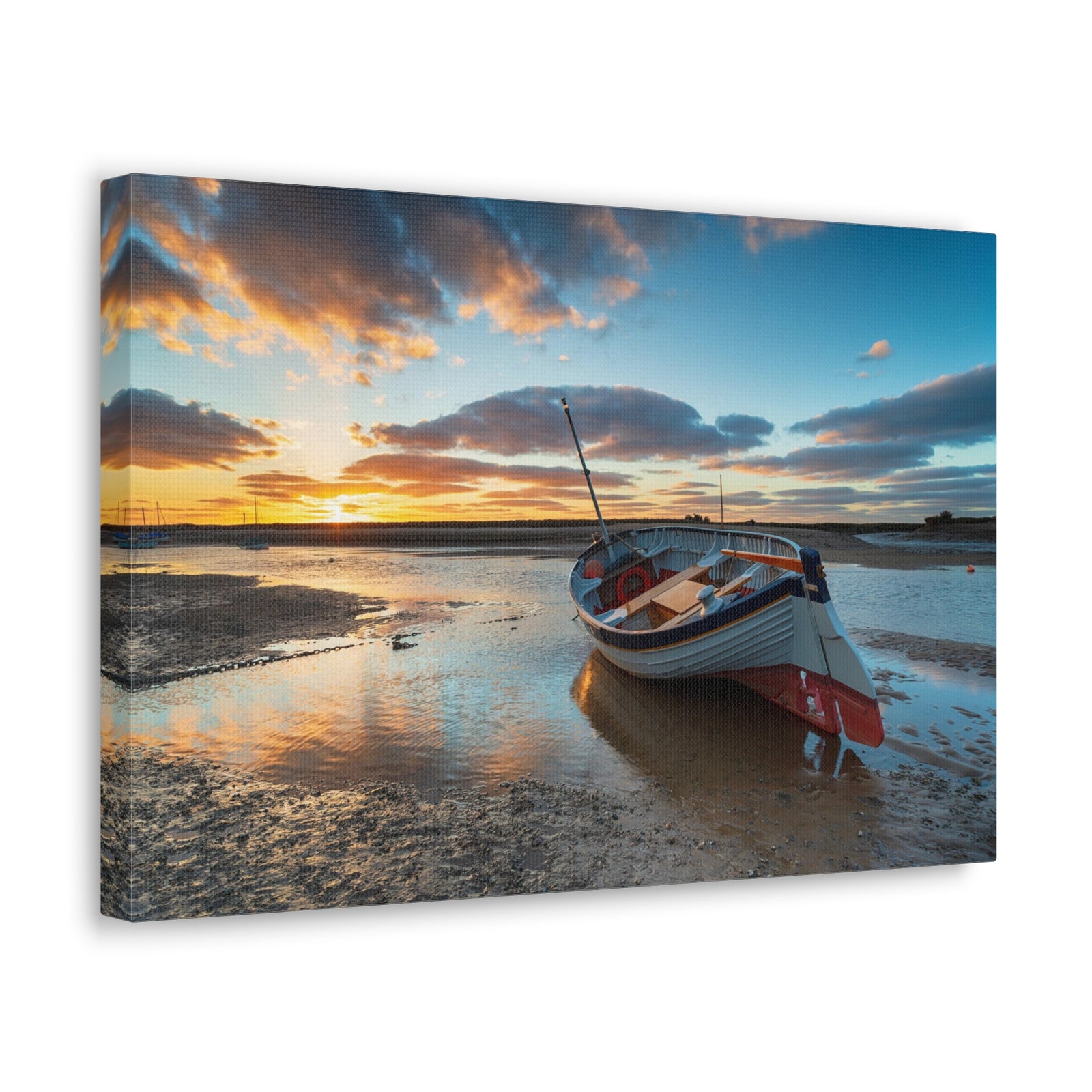 Stunning Sunset Over Fishing Boat Ocean Canvas Wall Art for Home Decor Ready-to-Hang-Express Your Love Gifts