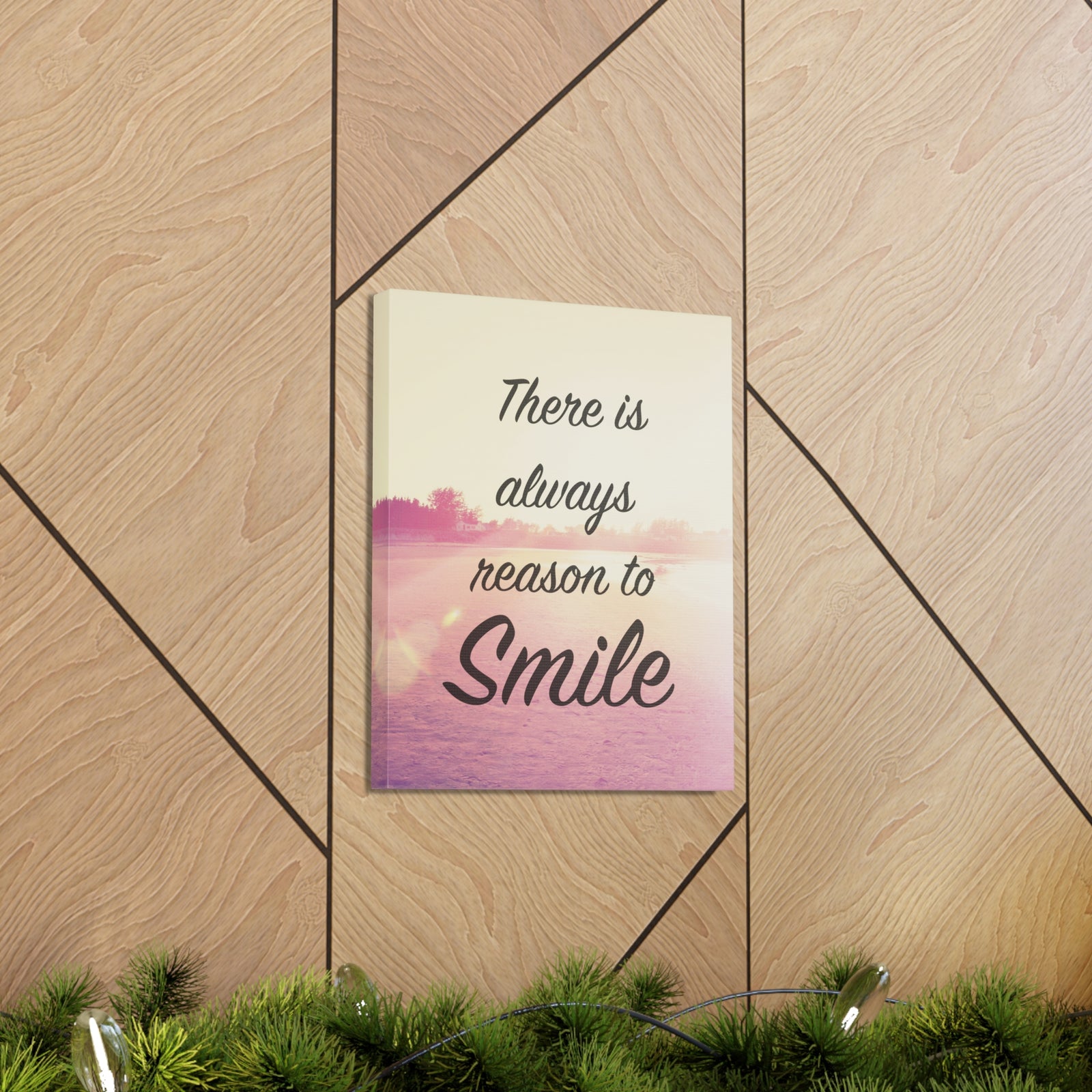 Inspirational Quote Canvas There Is Always Reason To Smile Motivational Print Ready to Hang Artwork-Express Your Love Gifts