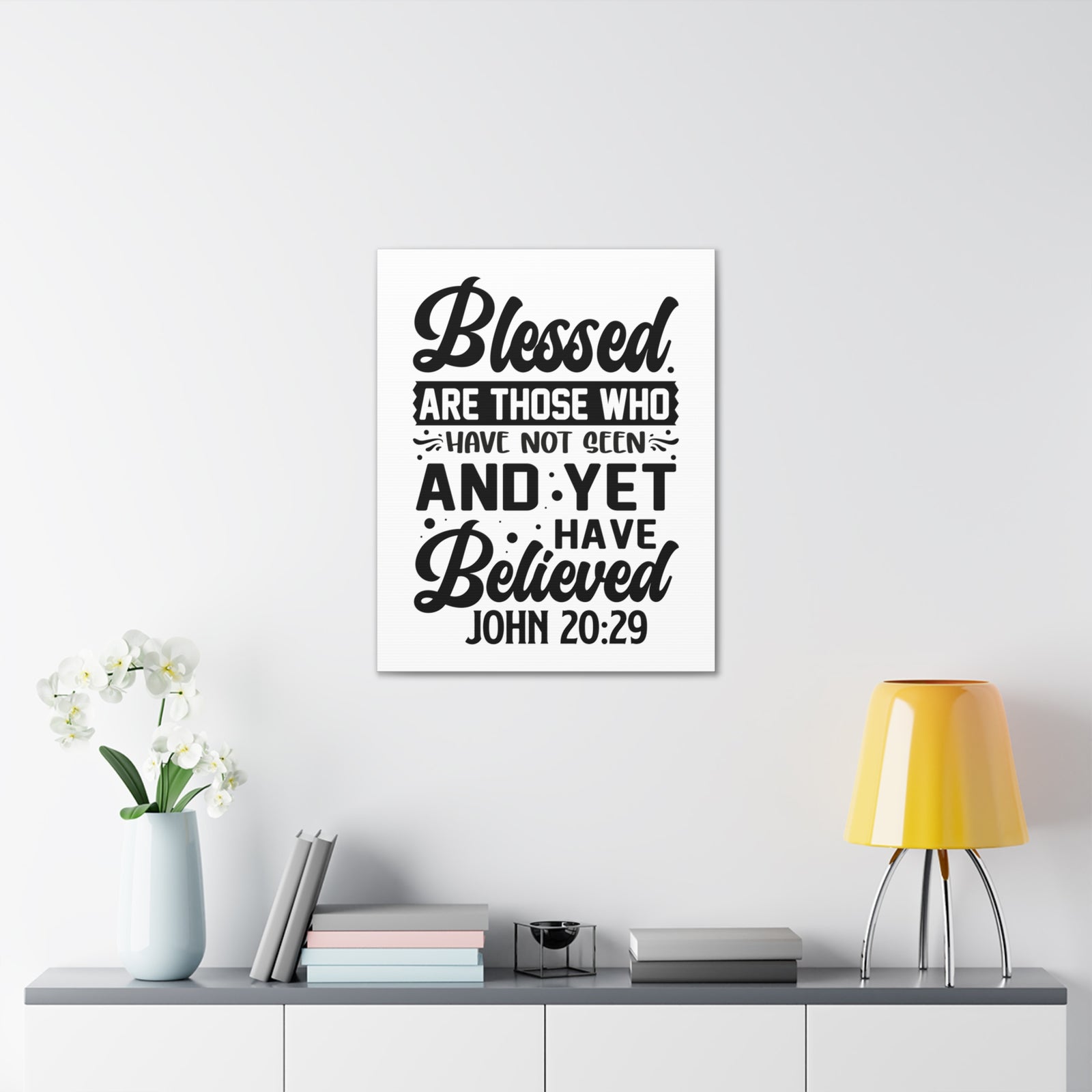 Scripture Walls John 20:29 Blessed Those Who Believed Bible Verse Canvas Christian Wall Art Ready to Hang Unframed-Express Your Love Gifts