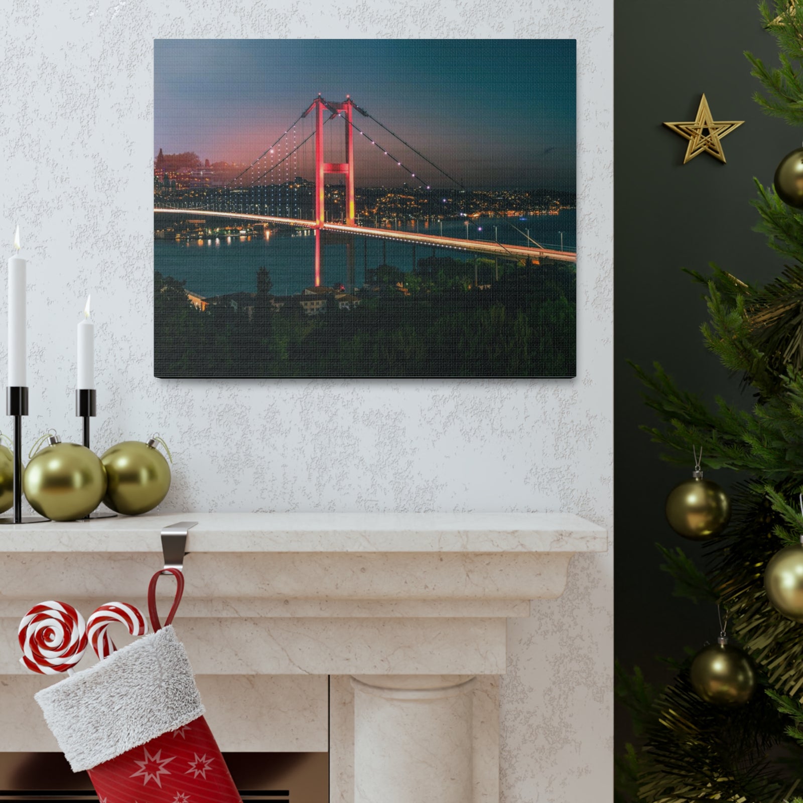 Istanbul Night Skyline Canvas Artwork High-Quality Breathtaking Stunning Cityscape for Home Decor Ready to Hang-Express Your Love Gifts