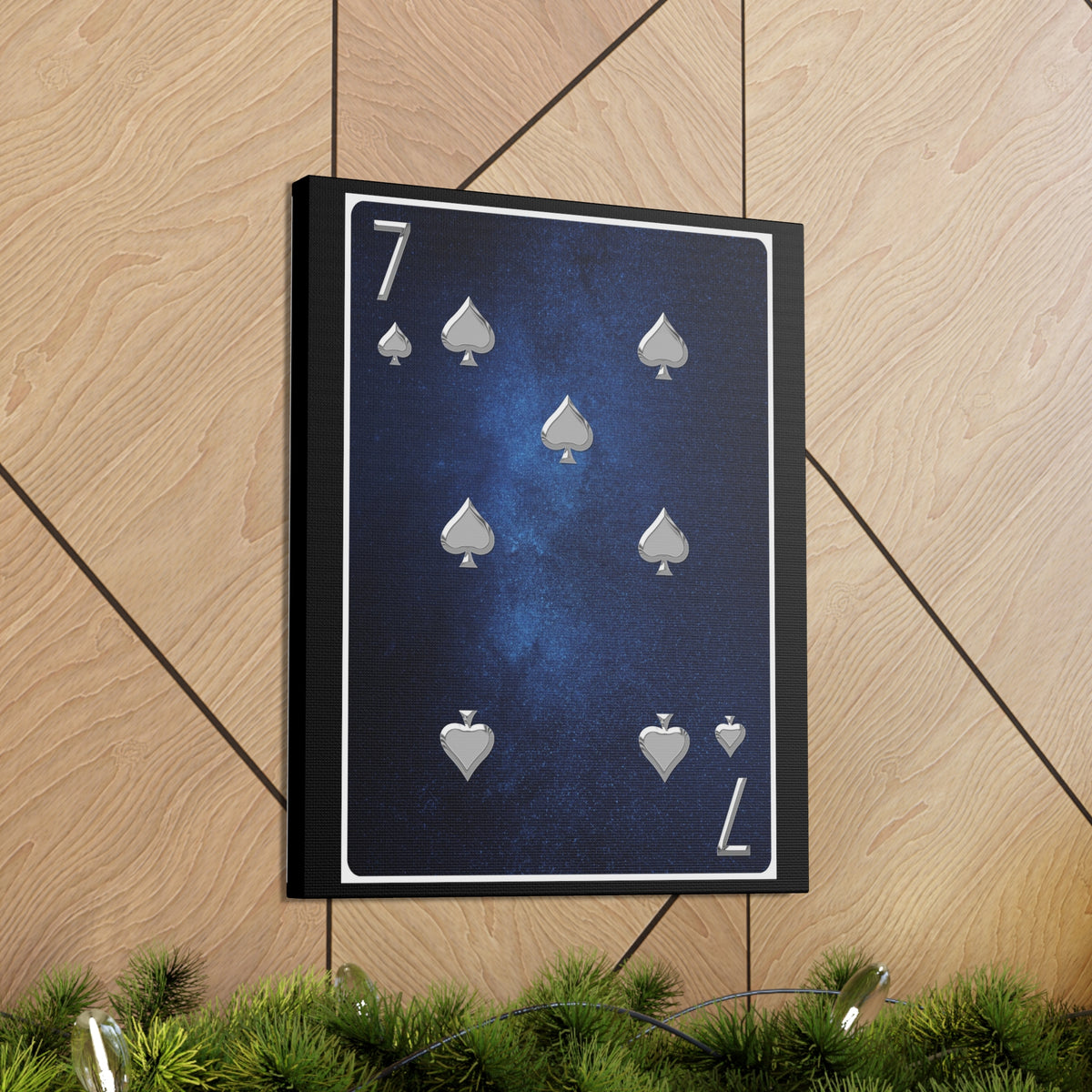 Seven Of Spades Space Background Playing Card Canvas Wall Art for Home Decor Ready-to-Hang-Express Your Love Gifts