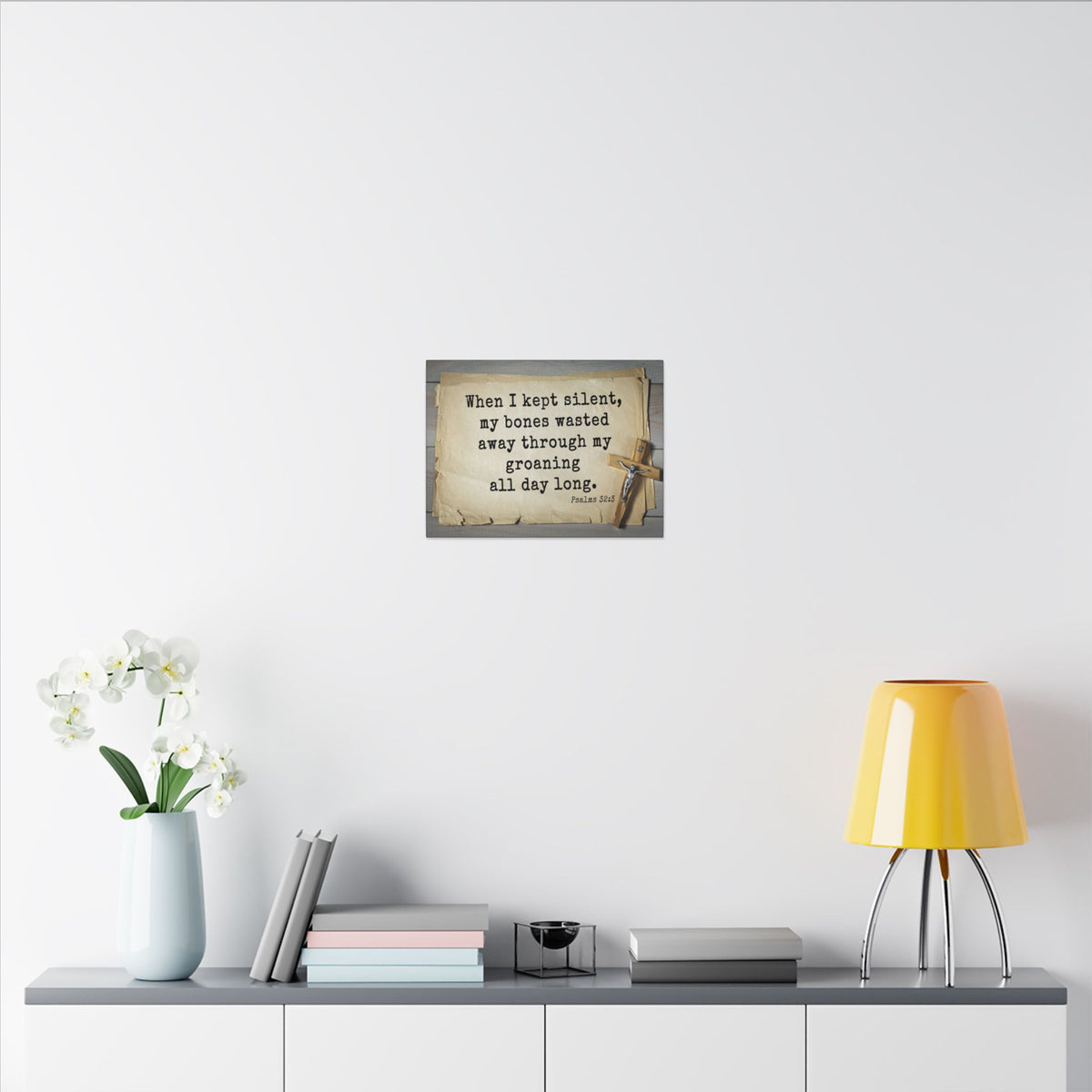 Scripture Walls All Day Long Psalms 32:3 Bible Verse Canvas Christian Wall Art Ready to Hang-Express Your Love Gifts