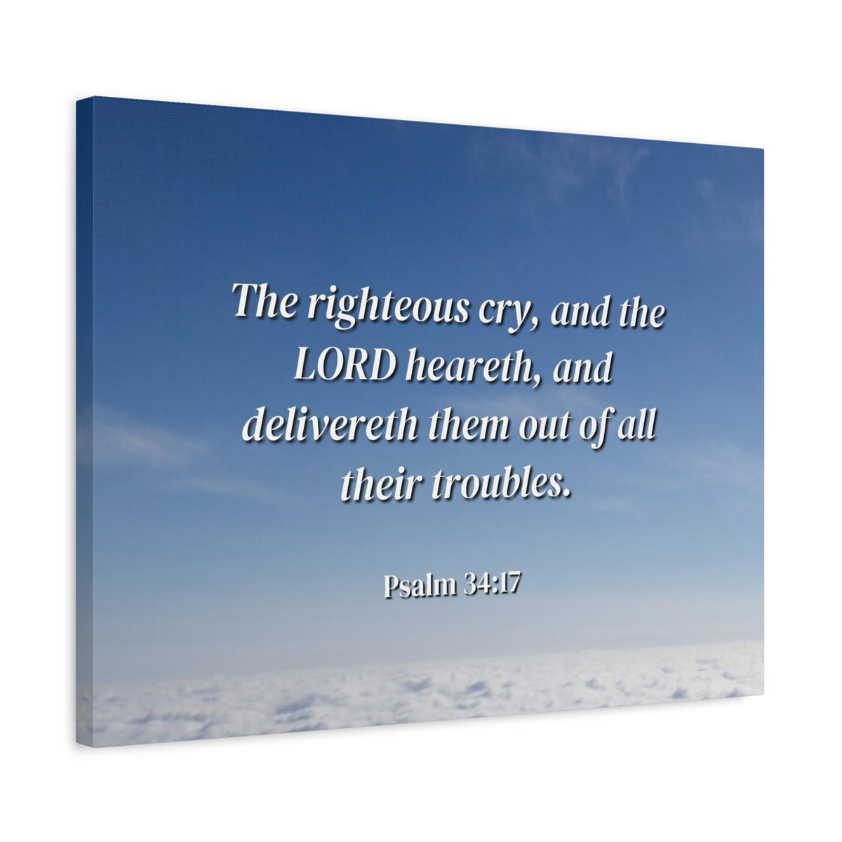 Scripture Canvas The Righteous Cry Psalm 34:17 Christian Wall Art Bible Verse Print Ready to Hang-Express Your Love Gifts