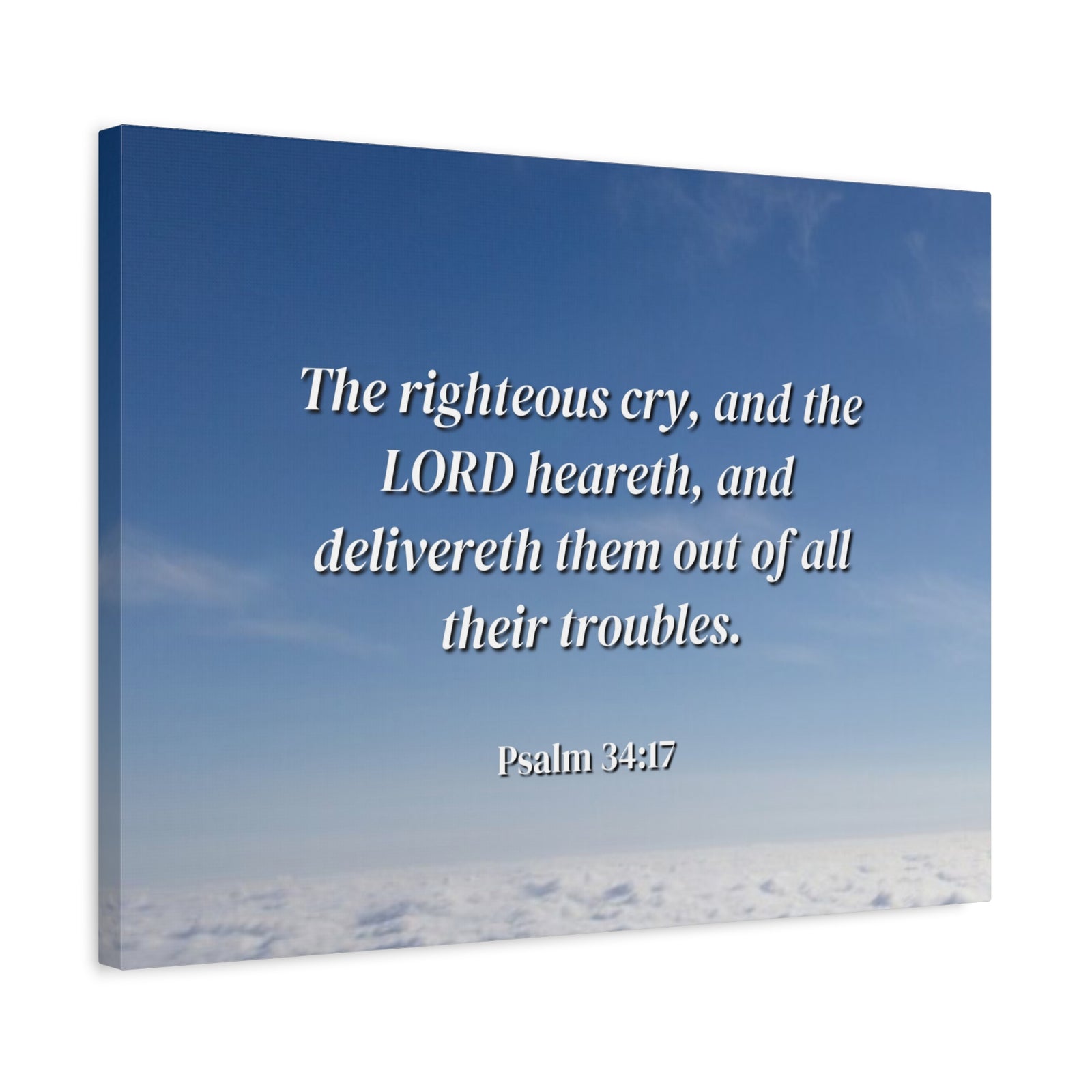 Scripture Canvas The Righteous Cry Psalm 34:17 Christian Wall Art Bible Verse Print Ready to Hang-Express Your Love Gifts