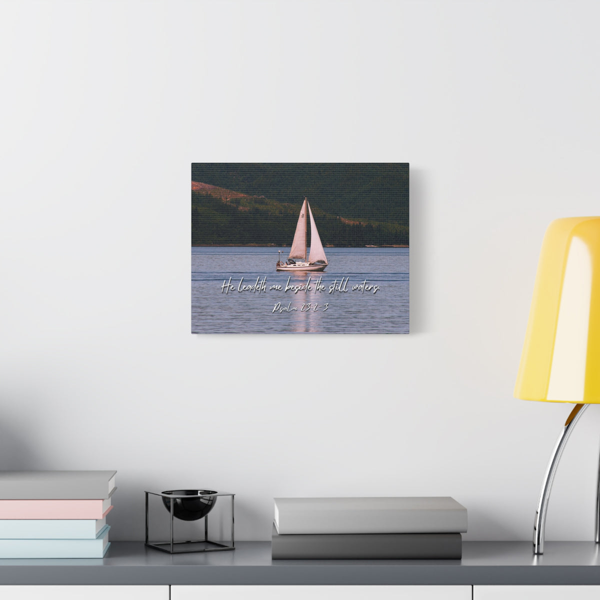 Scripture Walls He Leadeth Me Psalm 23:2 Bible Verse Canvas Christian Wall Art Ready to Hang-Express Your Love Gifts