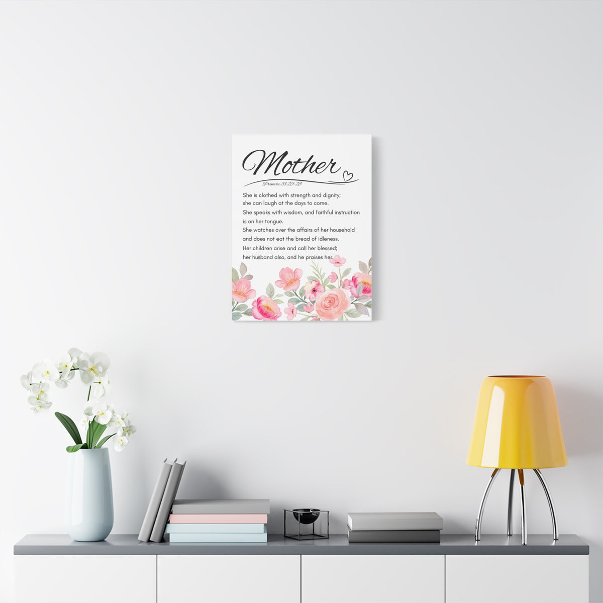 Scripture Walls Proverbs 31:25-28 Mother Bible Verse Canvas Christian Wall Art Ready to Hang Unframed-Express Your Love Gifts