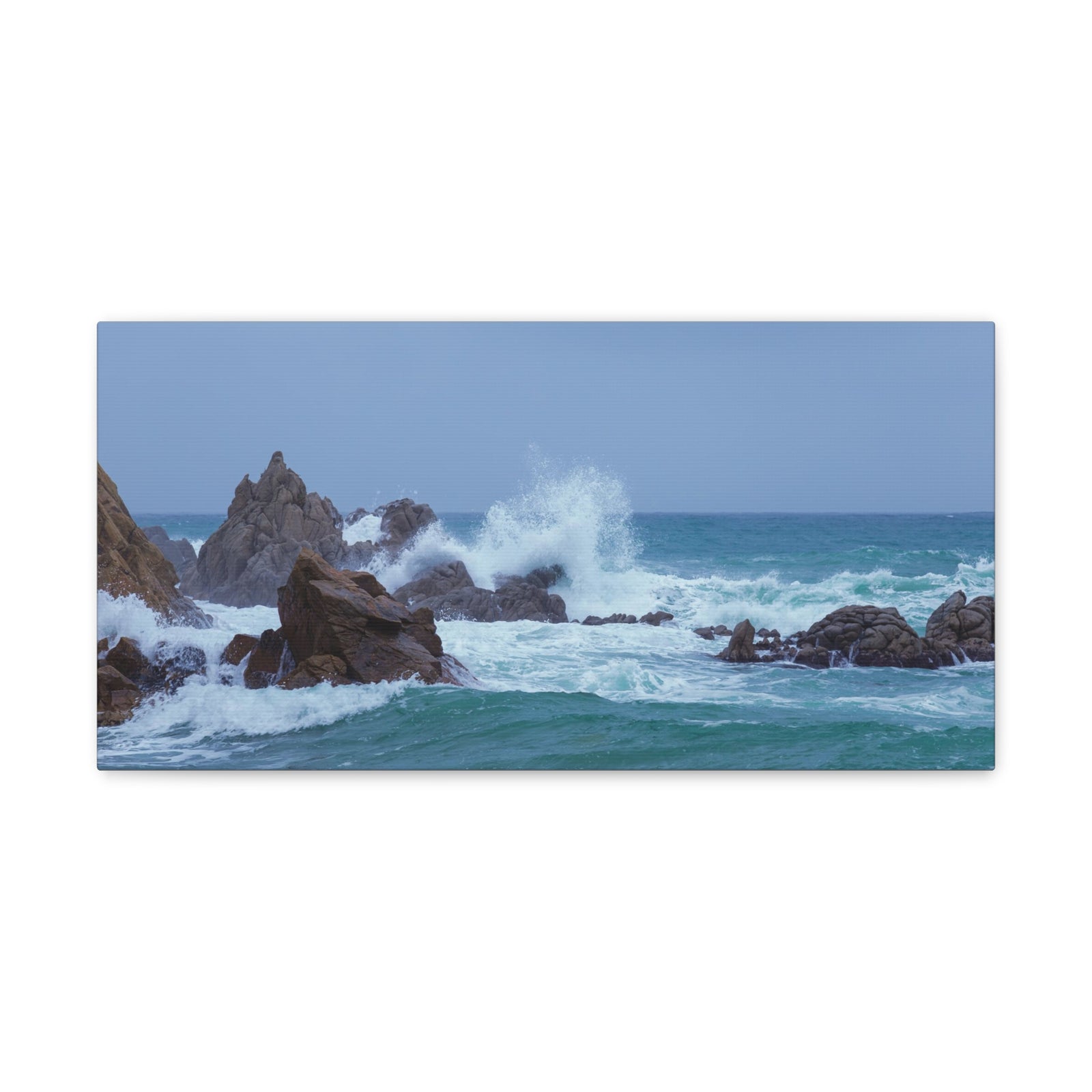 Sea Waves Crash Against Rocks Large Splashes Ocean Canvas Wall Art for Home Decor Ready-to-Hang-Express Your Love Gifts