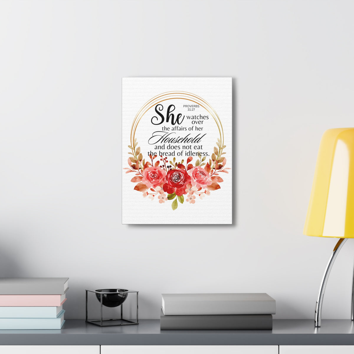 Scripture Walls Proverbs 31:27 She Watches Over Her Household Bible Verse Canvas Christian Wall Art Ready to Hang Unframed-Express Your Love Gifts