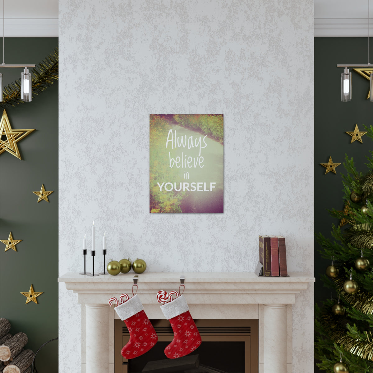 Inspirational Quote Canvas Always Believe In Yourself Motivational Print Ready to Hang Artwork-Express Your Love Gifts