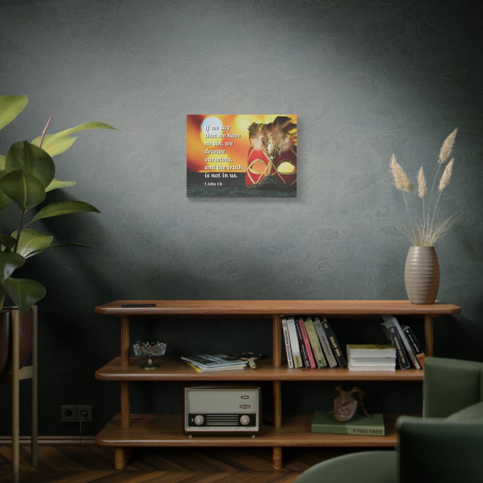 Scripture Canvas The Truth 1 John 1:8 Christian Wall Art Bible Verse Print Ready to Hang-Express Your Love Gifts