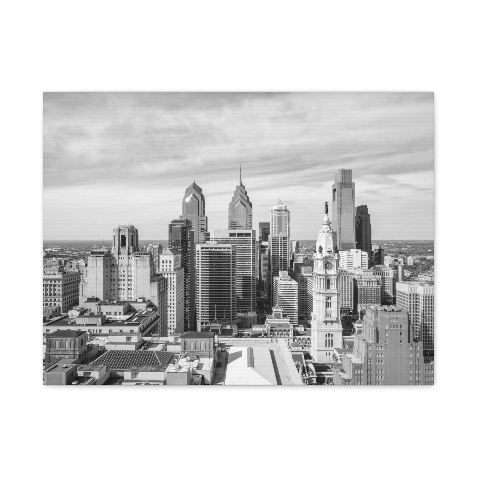 Philadelphia Black And White Skyline Canvas Artwork High-Quality Breathtaking Stunning Cityscape for Home Decor Ready to Hang-Express Your Love Gifts