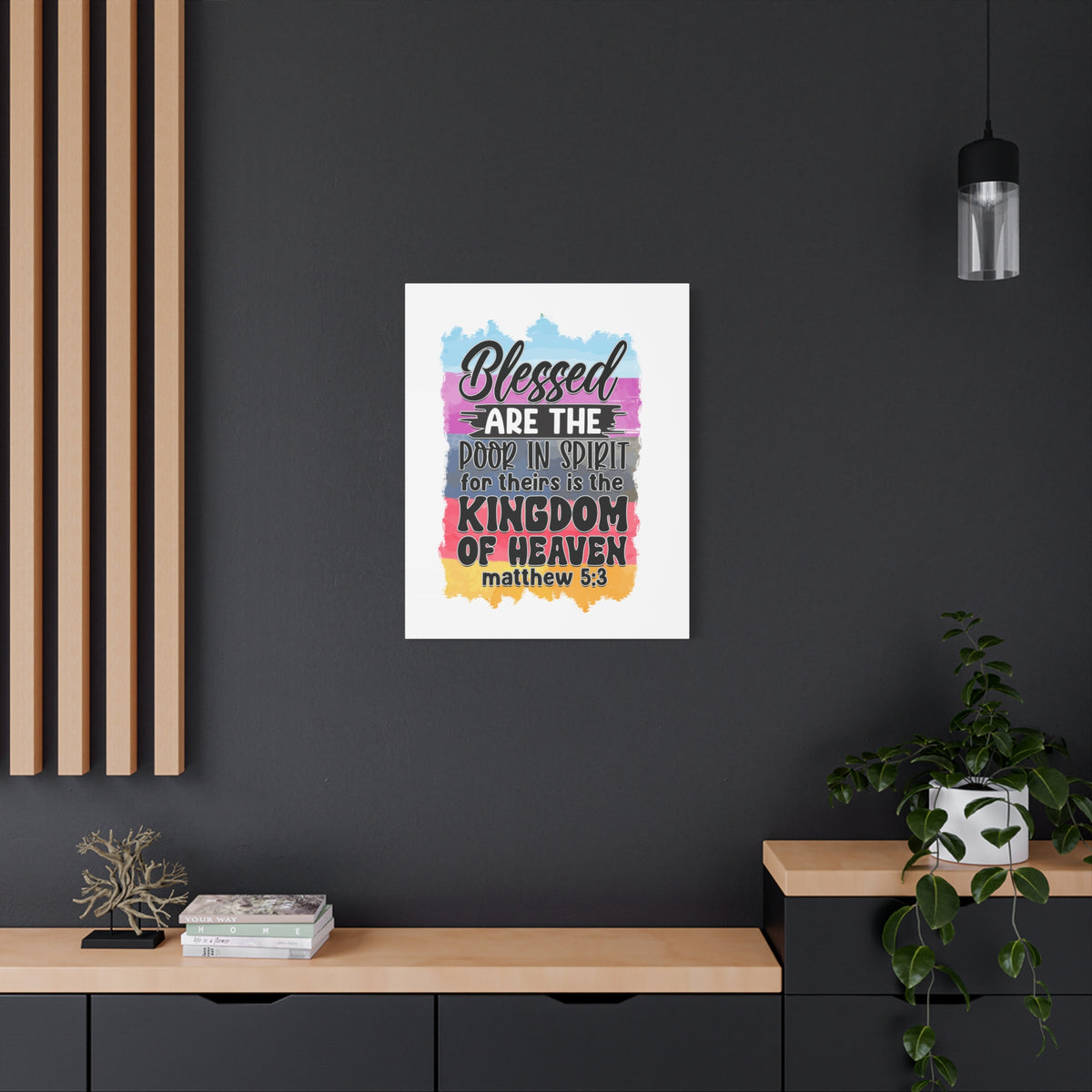 Scripture Walls Matthew 5:3 Kingdom of Heaven Colored Bible Verse Canvas Christian Wall Art Ready to Hang Unframed-Express Your Love Gifts