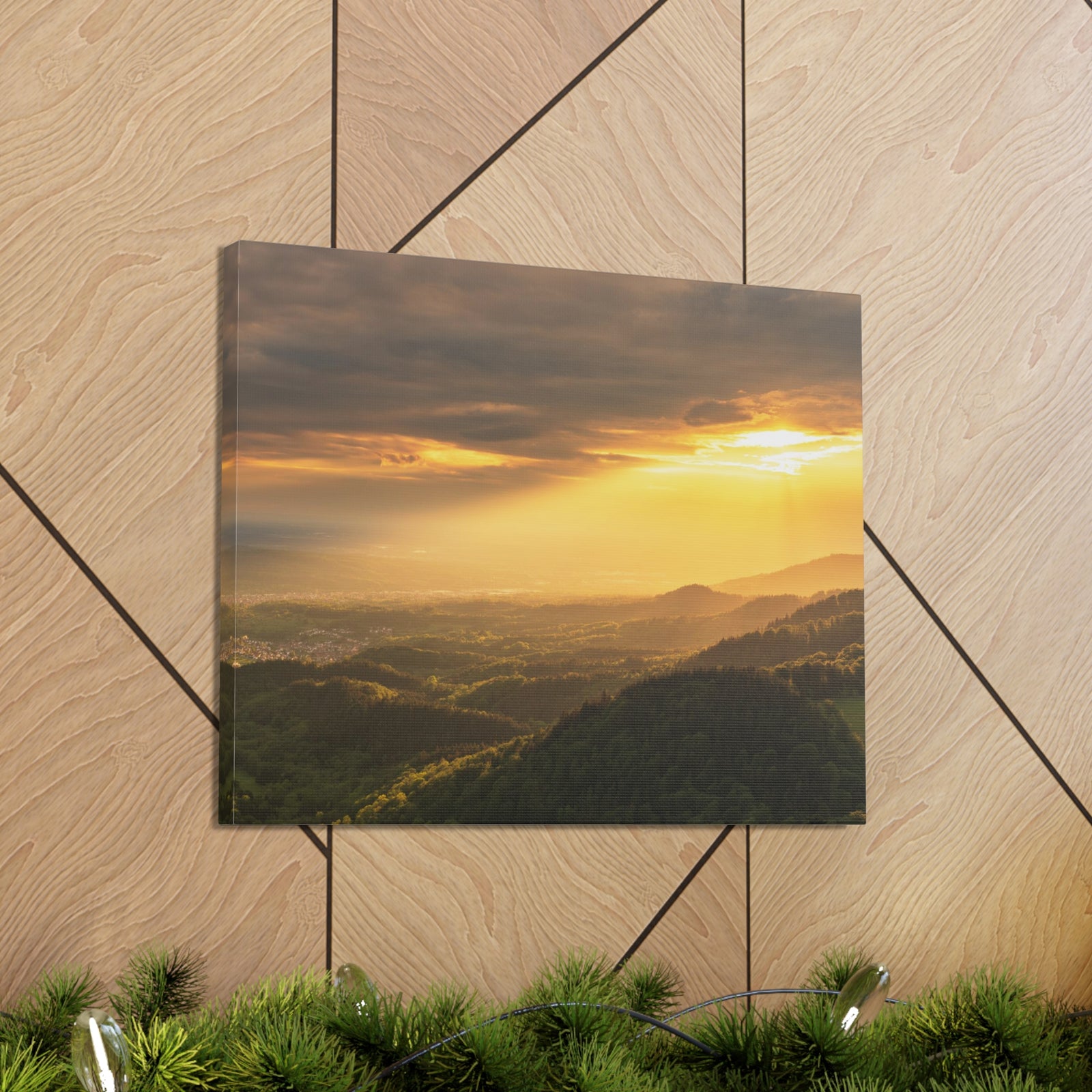 Sunrise Over Golden Mountains Nature Wilderness Photography Canvas Wall Art for Home Decor Ready-to-Hang-Express Your Love Gifts