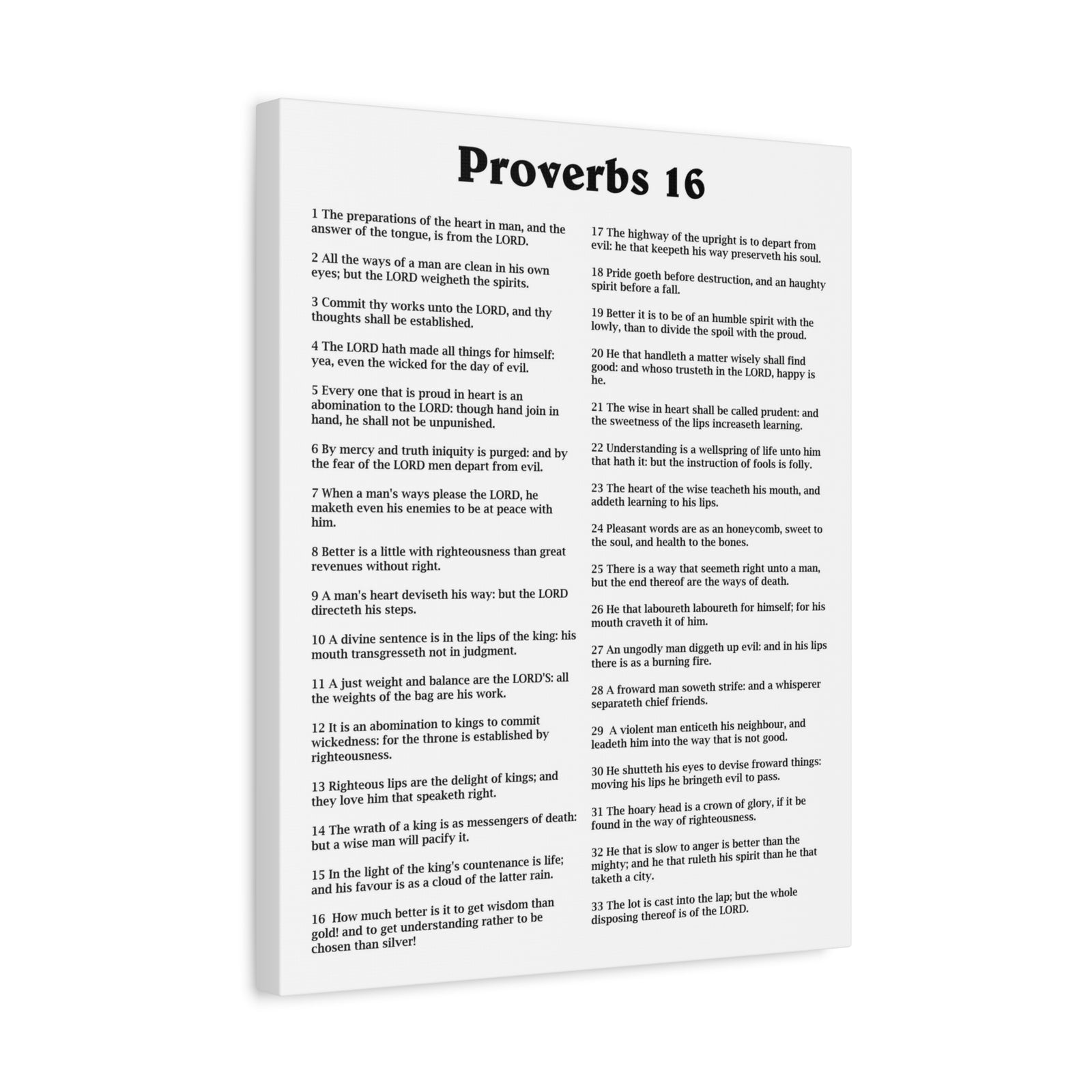 Scripture Walls Proverbs Chapter 16 White Bible Canvas Christian Wall Art Ready to Hang Unframed-Express Your Love Gifts