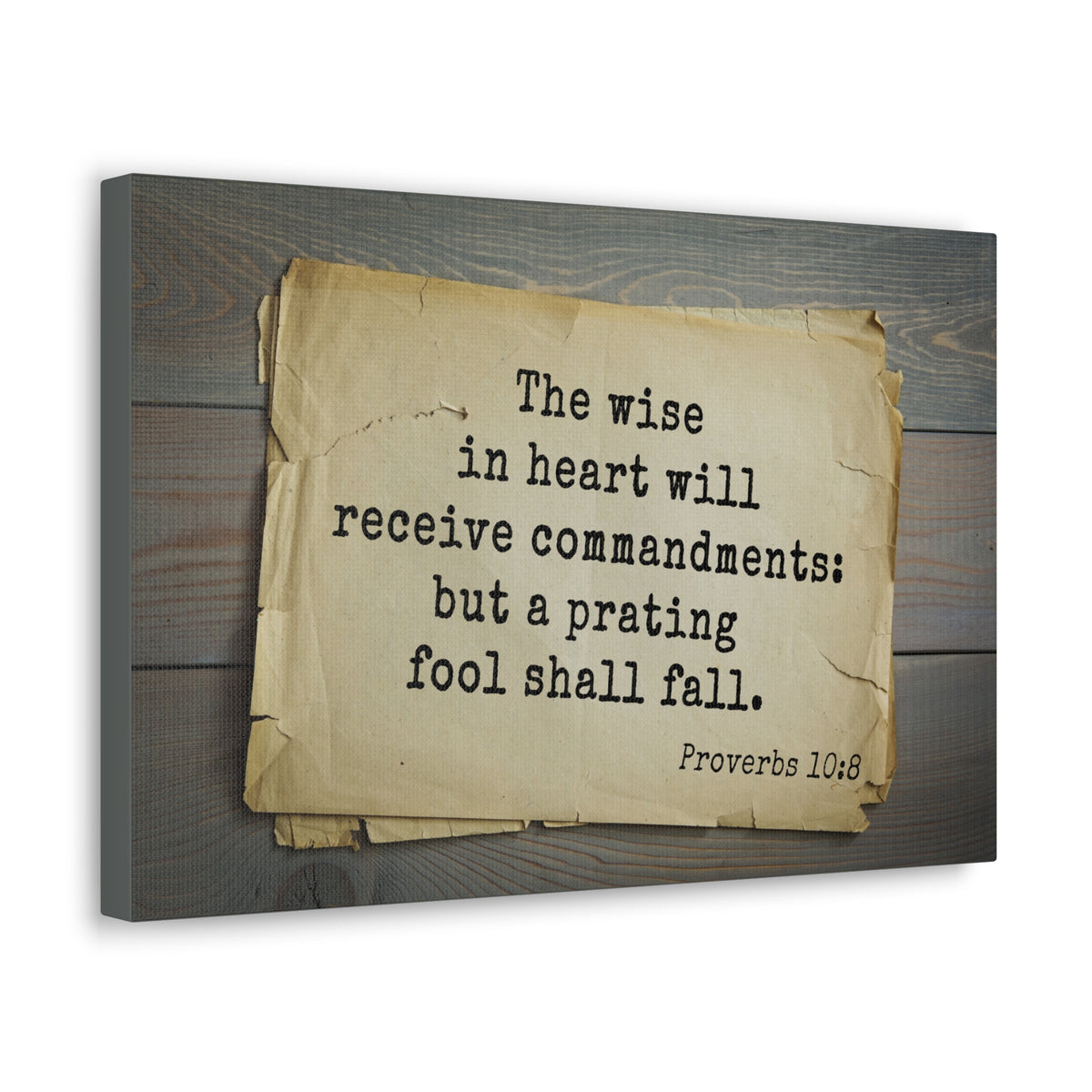 Scripture Canvas The Wise Proverbs 10:8 Christian Wall Art Bible Verse Print Ready to Hang-Express Your Love Gifts