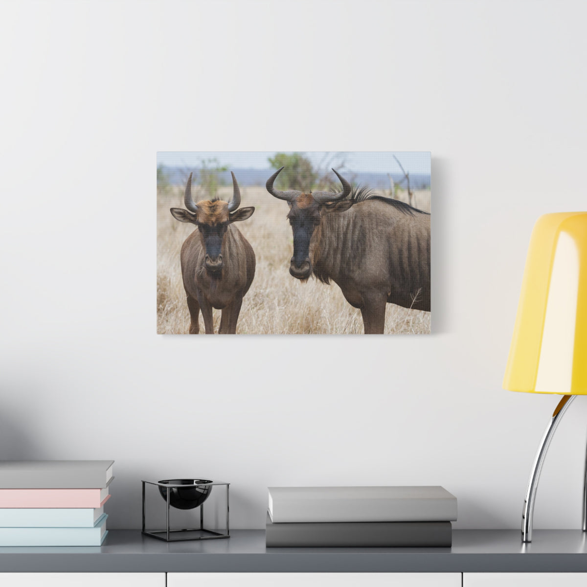 Funny Wildebeest Silly Wildebeest Scene Couple Wall Art Ready to Hang-Express Your Love Gifts