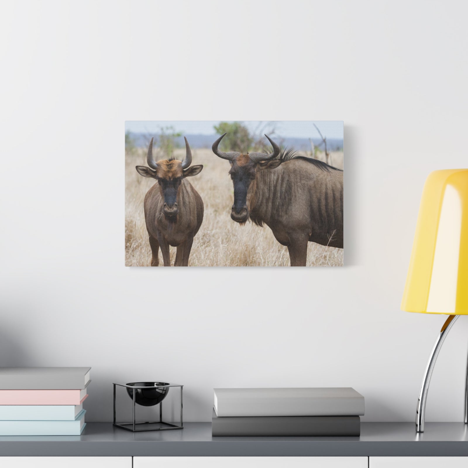 Funny Wildebeest Silly Wildebeest Scene Couple Wall Art Ready to Hang-Express Your Love Gifts