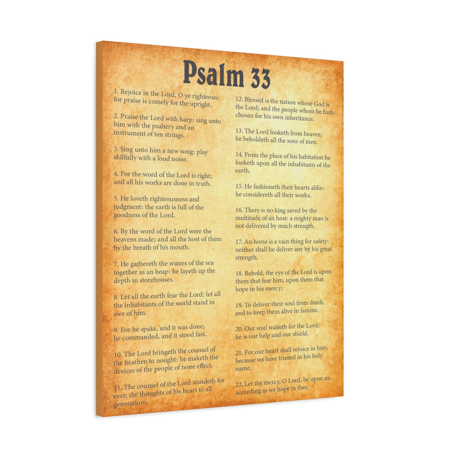 Scripture Walls Psalm 33 Gold Bible Chapter Canvas Christian Wall Art Ready to Hang-Express Your Love Gifts
