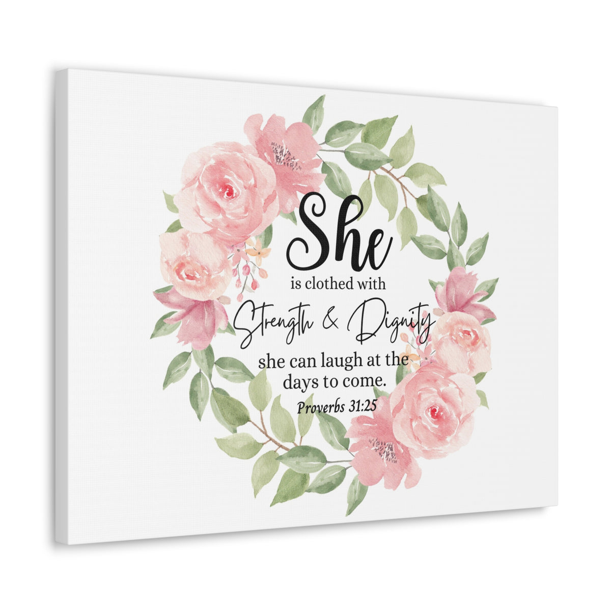 Scripture Walls Proverbs 31:25 She Has Strength and Dignity Bible Verse Canvas Christian Wall Art Ready to Hang Unframed-Express Your Love Gifts
