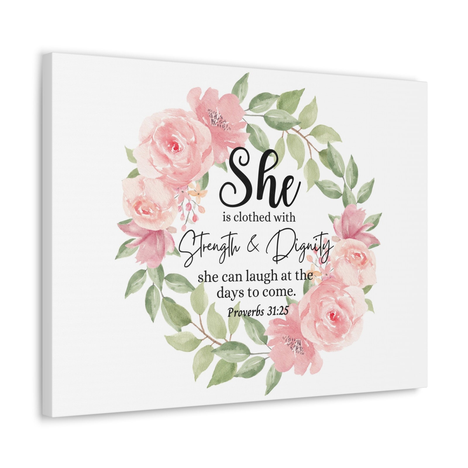 Scripture Walls Proverbs 31:25 She Has Strength and Dignity Bible Verse Canvas Christian Wall Art Ready to Hang Unframed-Express Your Love Gifts