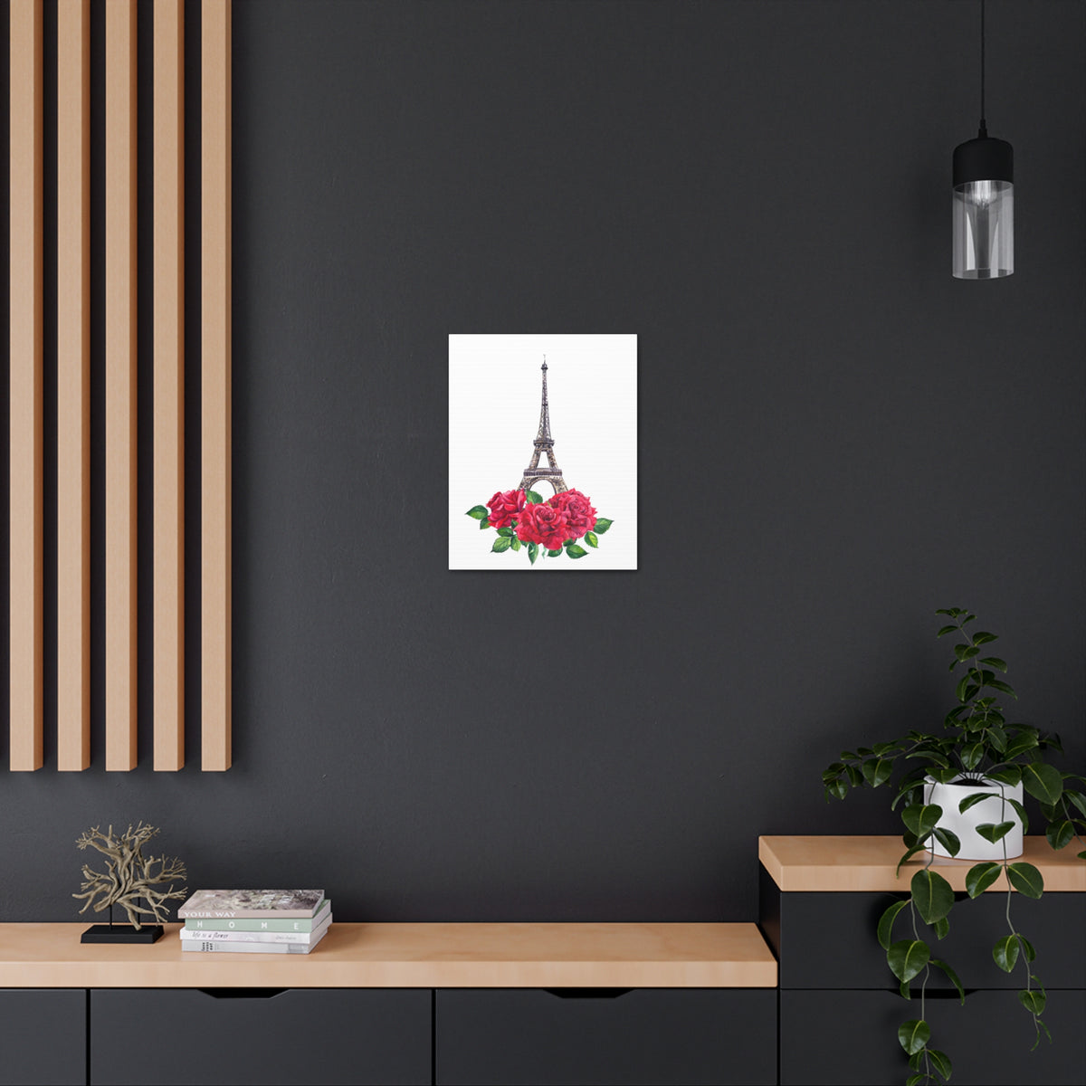 Eiffel Tower Red Rose Paris Illustration France Canvas Artwork High-Quality Breathtaking French City for Home Decor Ready to Hang-Express Your Love Gifts
