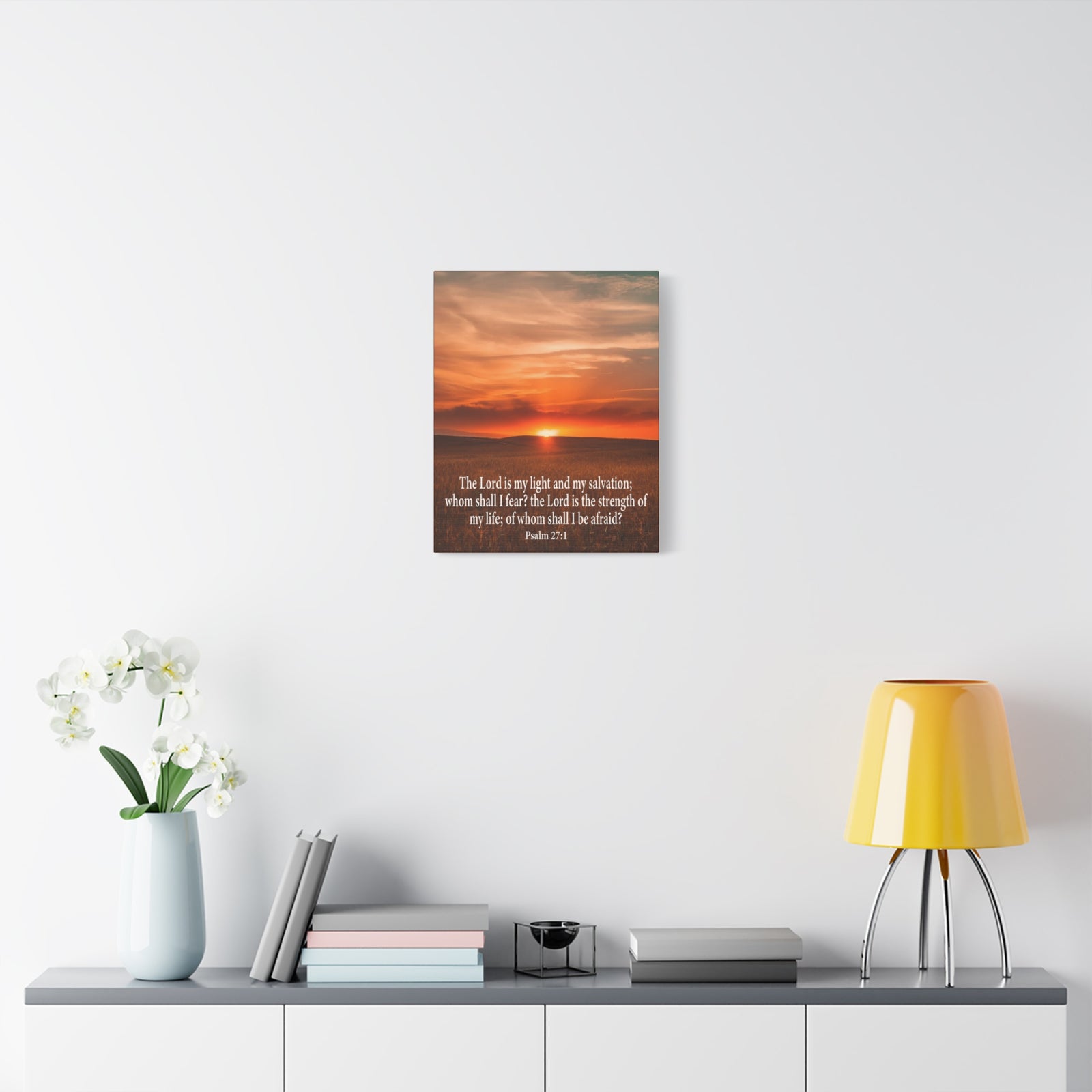 Bible Verse Canvas Lord is My Salvation Psalm 27:1 Christian Wall Décor Scripture Art Ready to Hang-Express Your Love Gifts