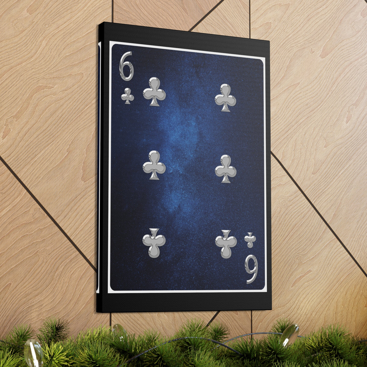 Six Of Clubs Space Background Playing Card Canvas Wall Art for Home Decor Ready-to-Hang-Express Your Love Gifts