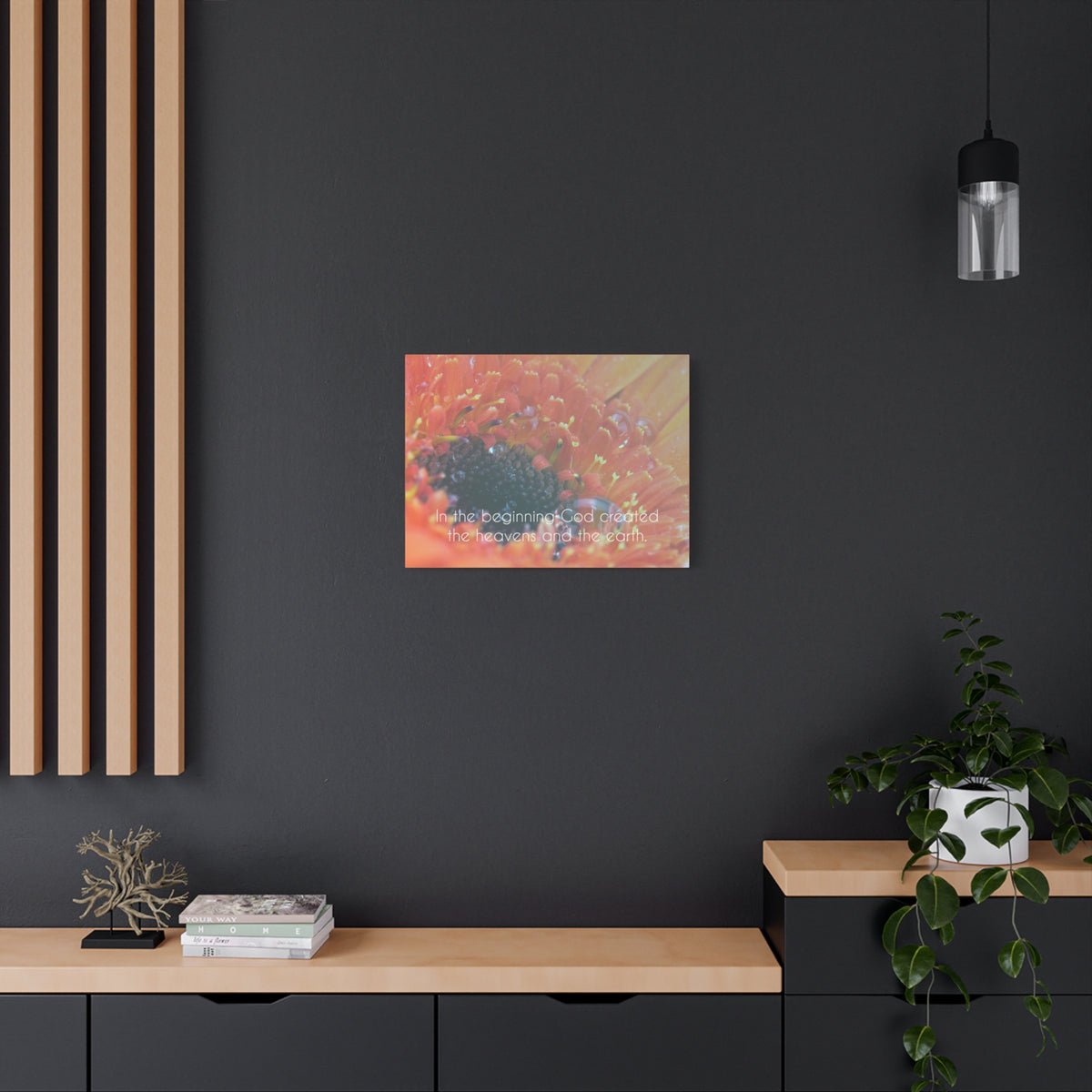 Scripture Canvas The Heavens And The Earth Genesis 1:1 Christian Wall Art Bible Verse Print Ready to Hang-Express Your Love Gifts