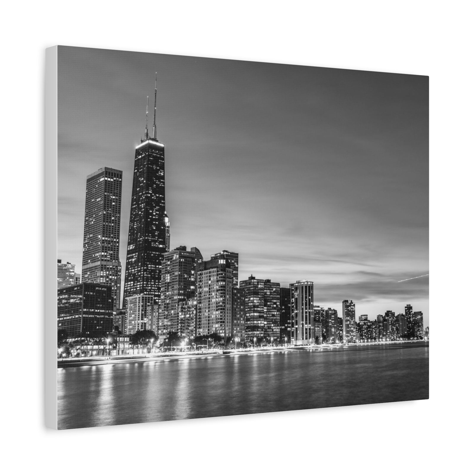 Chicago Black And White Skyline Canvas Artwork High-Quality Breathtaking Stunning Cityscape for Home Decor Ready to Hang-Express Your Love Gifts