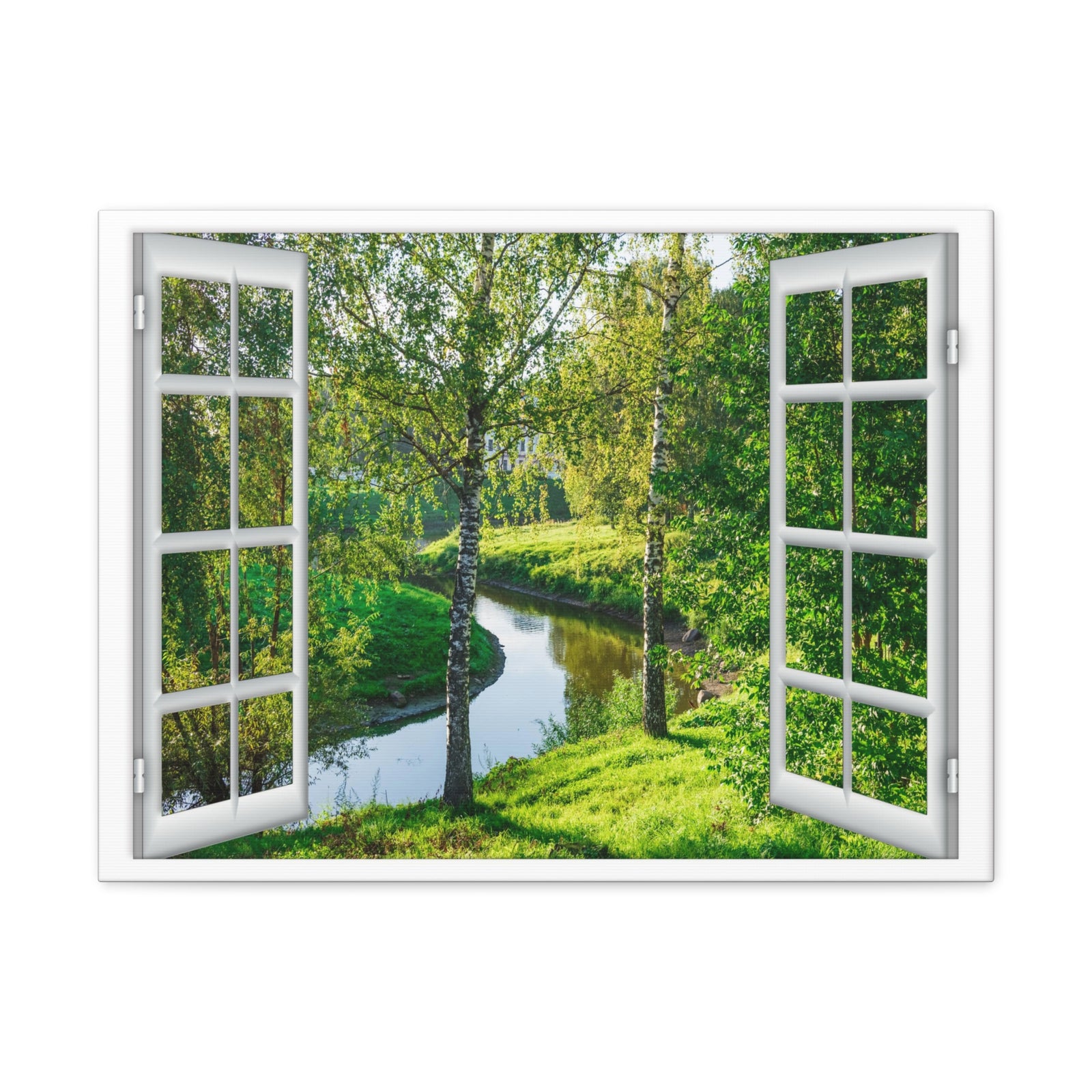 Canvas Print Wall Art Window Summer Water Nature Photography Realism Scenic Landscape Colorful Multicolor for Home Decor Ready to Hang-Express Your Love Gifts
