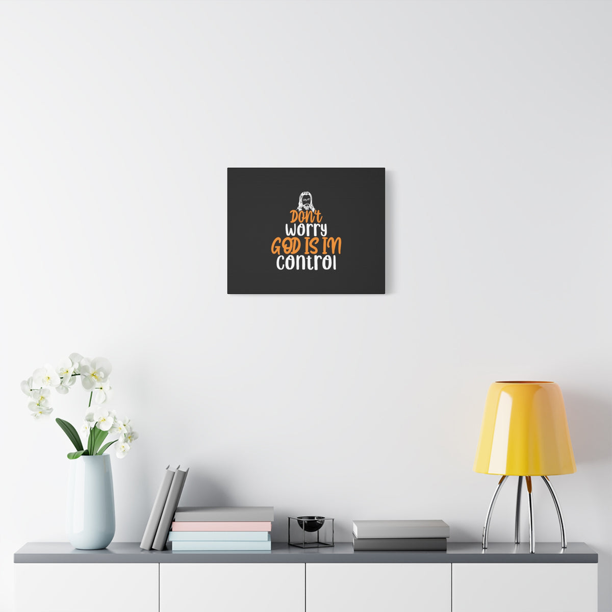 Scripture Canvas God Is In Control Psalm 118:6 Black Christian Wall Art Bible Verse Print Ready to Hang-Express Your Love Gifts