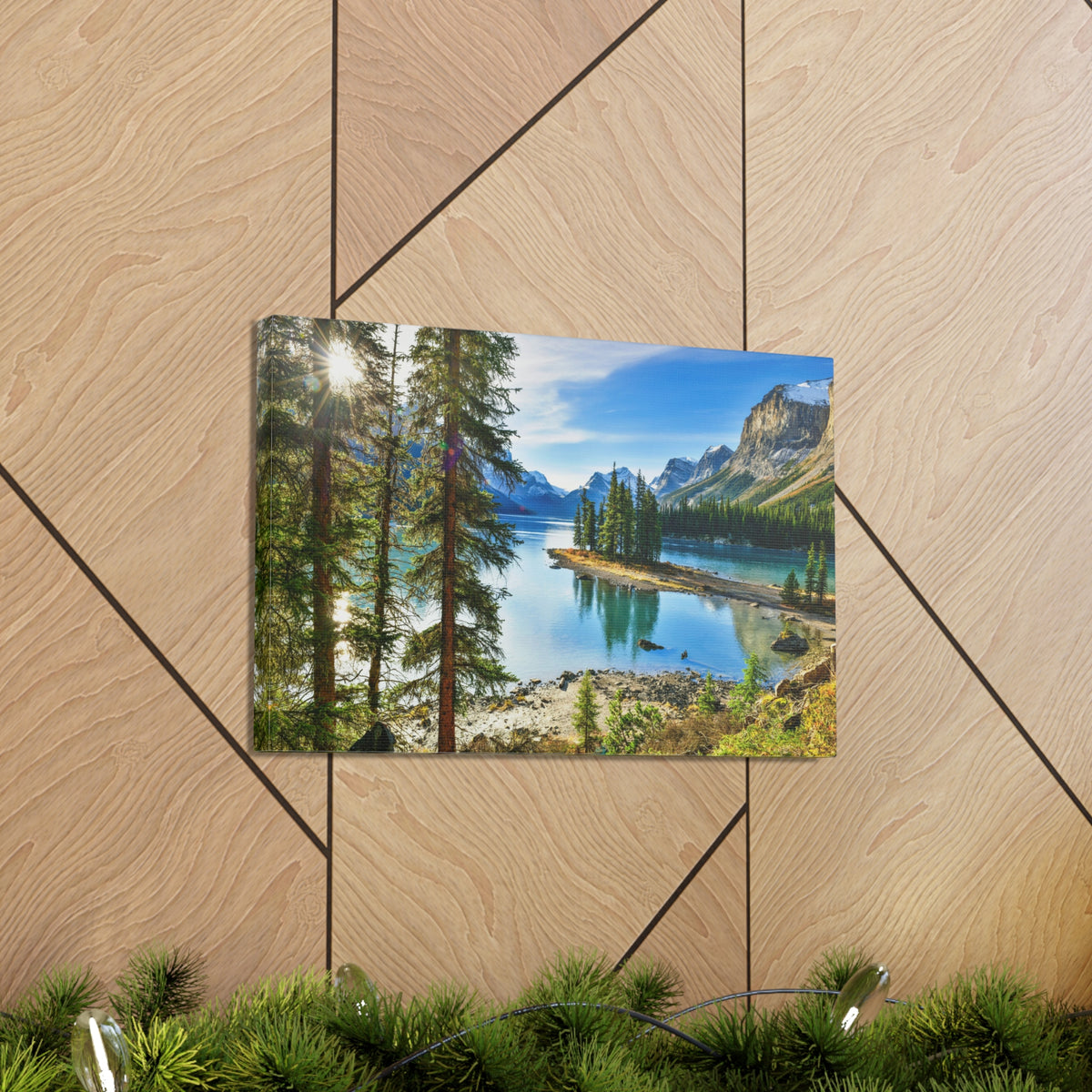 Mountain Lake Island Nature Wilderness Photography Canvas Wall Art for Home Decor Ready-to-Hang-Express Your Love Gifts