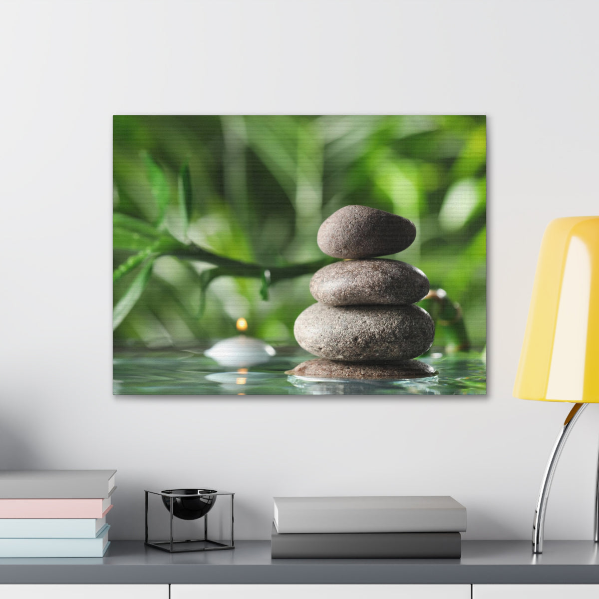 Candle with Bamboo Stem Forest Floral Nature Photography Canvas Wall Art for Home Decor Ready-to-Hang-Express Your Love Gifts