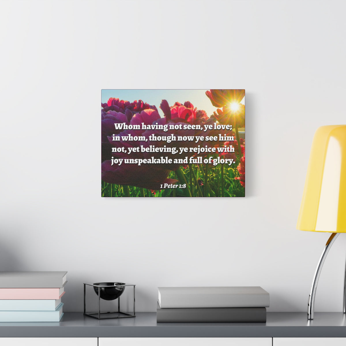 Scripture Canvas Not Seen 1 Peter 1:8 Christian Wall Art Bible Verse Print Ready to Hang-Express Your Love Gifts